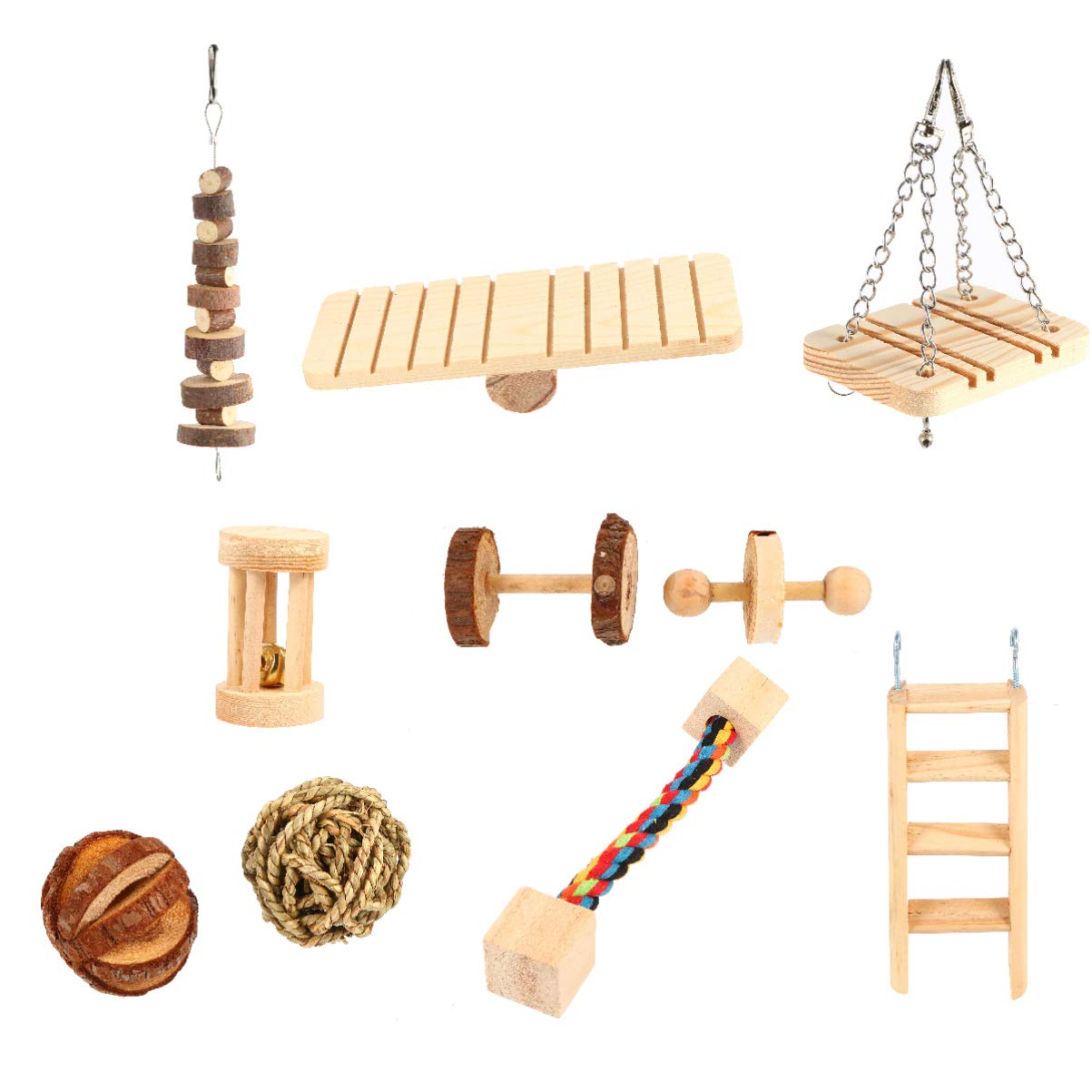Balacoo 10pcs Natural Wooden Pet Chew Toys for Dogs & Cats - Safe Teeth Grinding Toys for Puppies, Kittens, Small Animals - Durable Bite-Resistant Playthings for Teething, Anxiety Relief & Dental Health - Perfect for Indoor Play, Crate Training & Boredom Busting