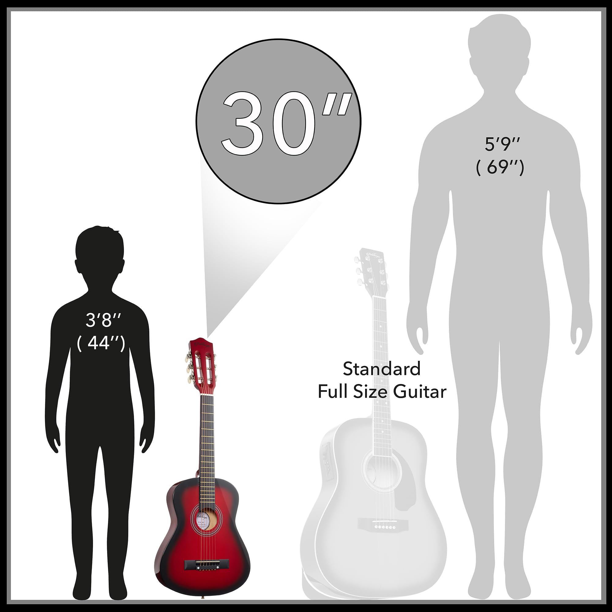 Ashthorpe 30-inch Beginner Acoustic Guitar Starter Kit (Red) - Includes Gig Bag, Strings, Strap, Tuner & Picks - Perfect for Kids, Teens & Adult Beginners Learning Guitar at Home, School or Camp