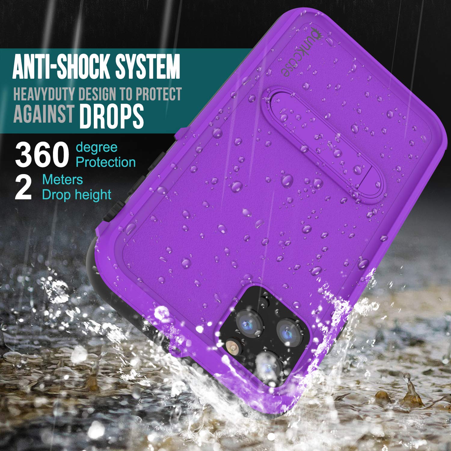 **Punkcase Waterproof Shockproof Case for iPhone 11 Pro Max – Slim Fit IP68 Certified Armor Cover with Built-in Screen Protector & Kickstand (Purple) – Perfect for Outdoor Adventures, Travel, and Daily Protection**