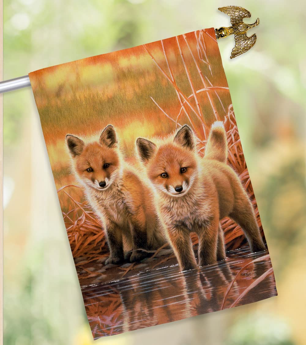 Foxes Nature Wildlife Decorative Vertical House Flag Set - 28