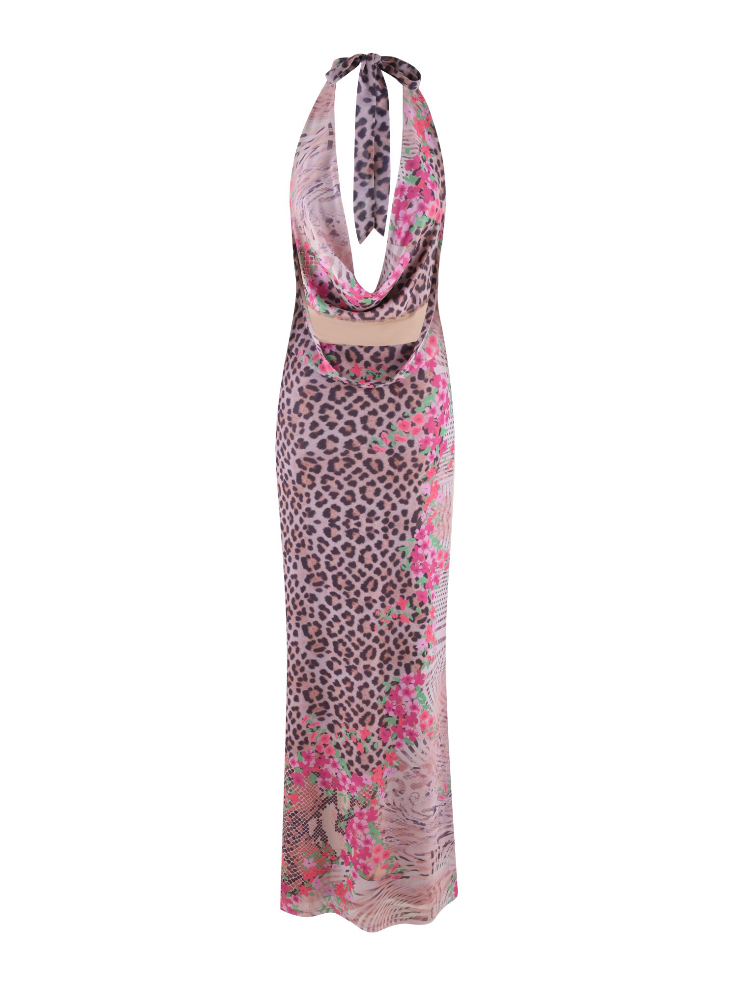 Catalina Maxi Dress - Neutral Animal Print with Floral Border | Elegant Boho Summer Dress for Beach, Vacation & Casual Outings