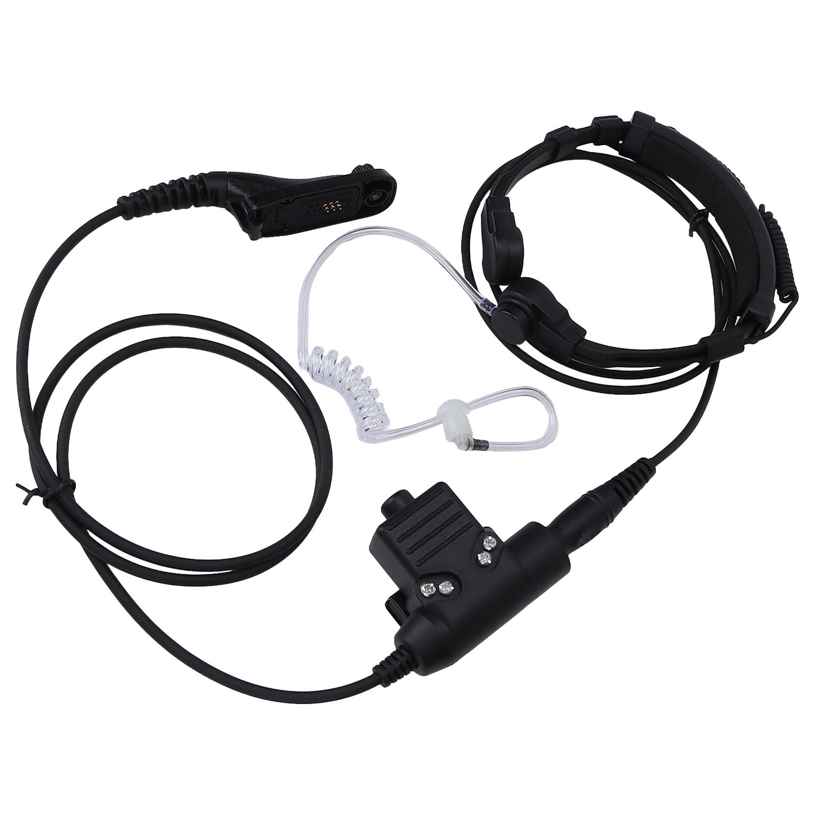 7.1mm Throat Mic Earpiece with U94 PTT - Retractable Talkie Headset for Motorola XIR P8268 P8668 - Hands-Free Communication for Security, Construction & Outdoor Activities