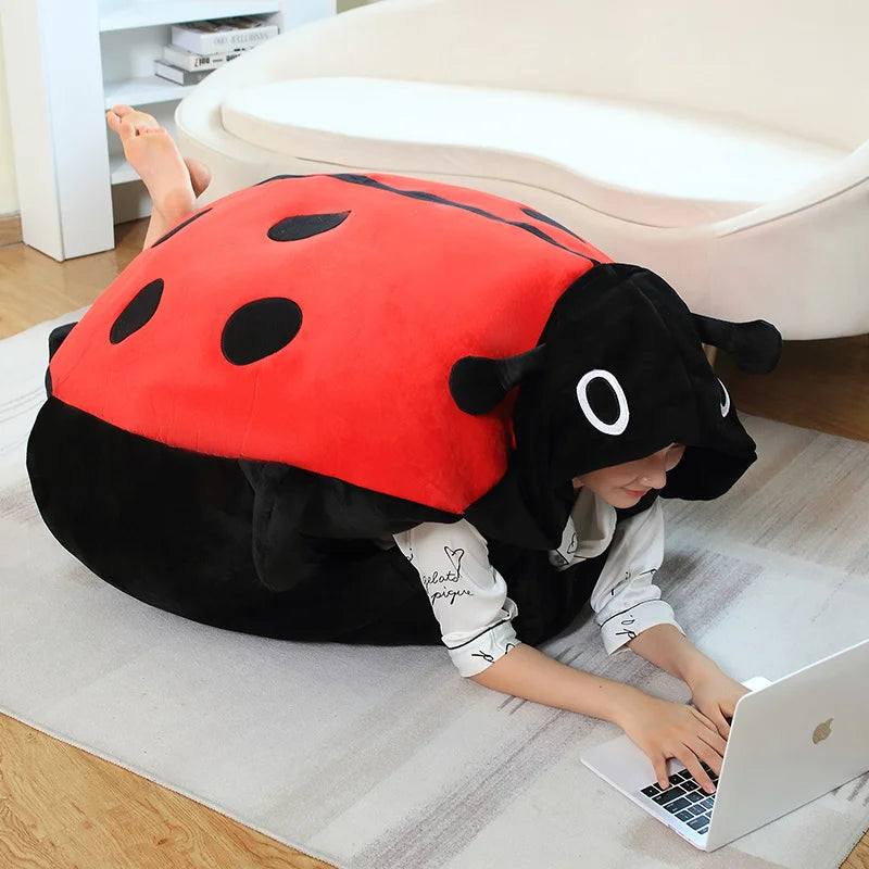 60/80/100cm Giant Ladybug Plush Pillow - Soft Stuffed Beetle Cushion for Kids, Cosplay & Home Decor | Perfect Christmas Gift for Insect Lovers (Use as Bed Pillow, Sofa Decor or Costume Prop)