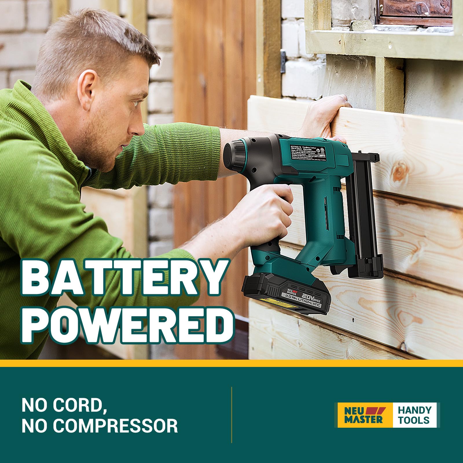 18 Gauge 2-in-1 Cordless Brad Nailer & Staple Gun - 20V Max Battery Powered with 2.0Ah Battery, Charger, 800 Nails & 200 Staples - Perfect for DIY Projects, Woodworking, Home Renovations, and Furniture Making