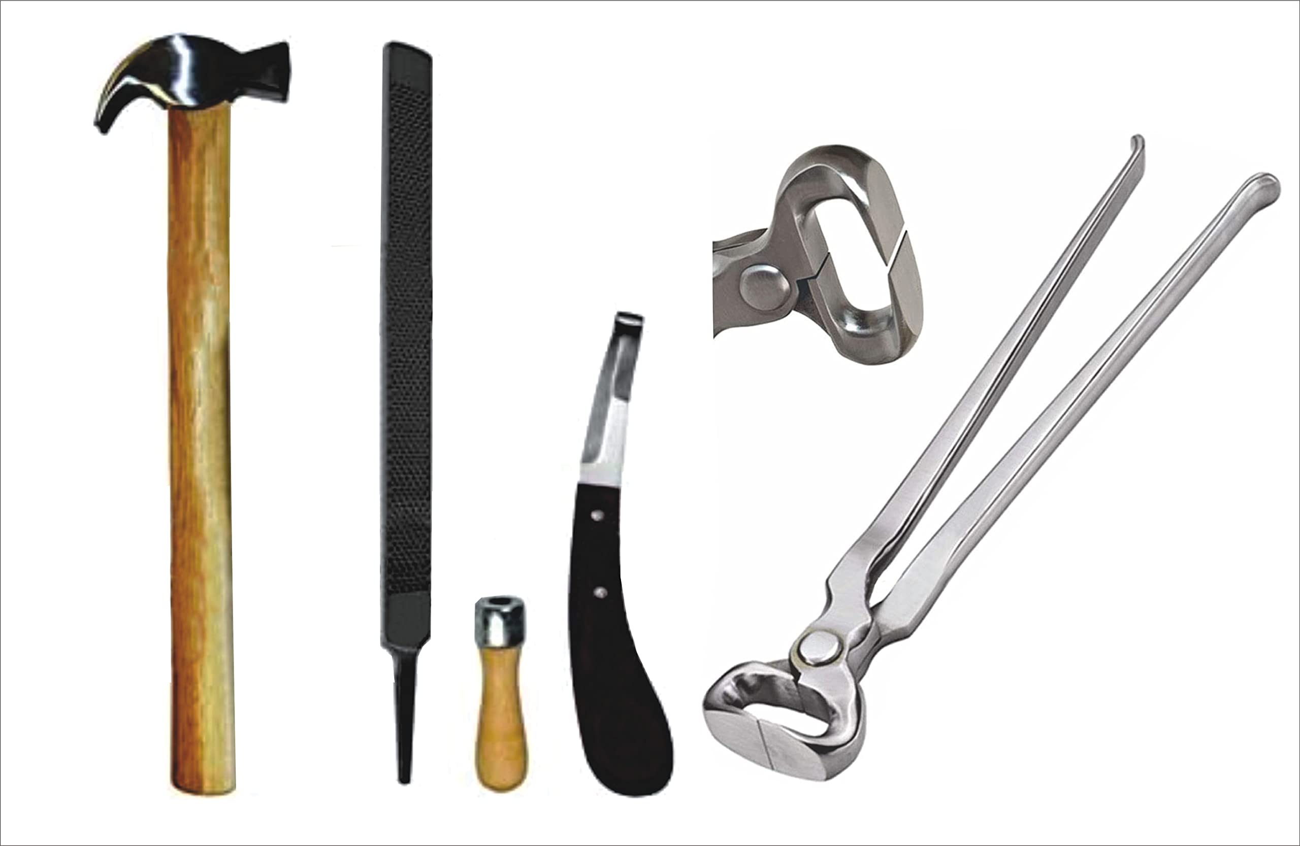 4 PCS Professional Farrier Horse Hoof Care Kit - 14 Inch Hoof Nippers, Rasp, Knife & Wood Hammer for Equine Grooming and Maintenance | Perfect for Horse Owners, Trainers, and Stable Care