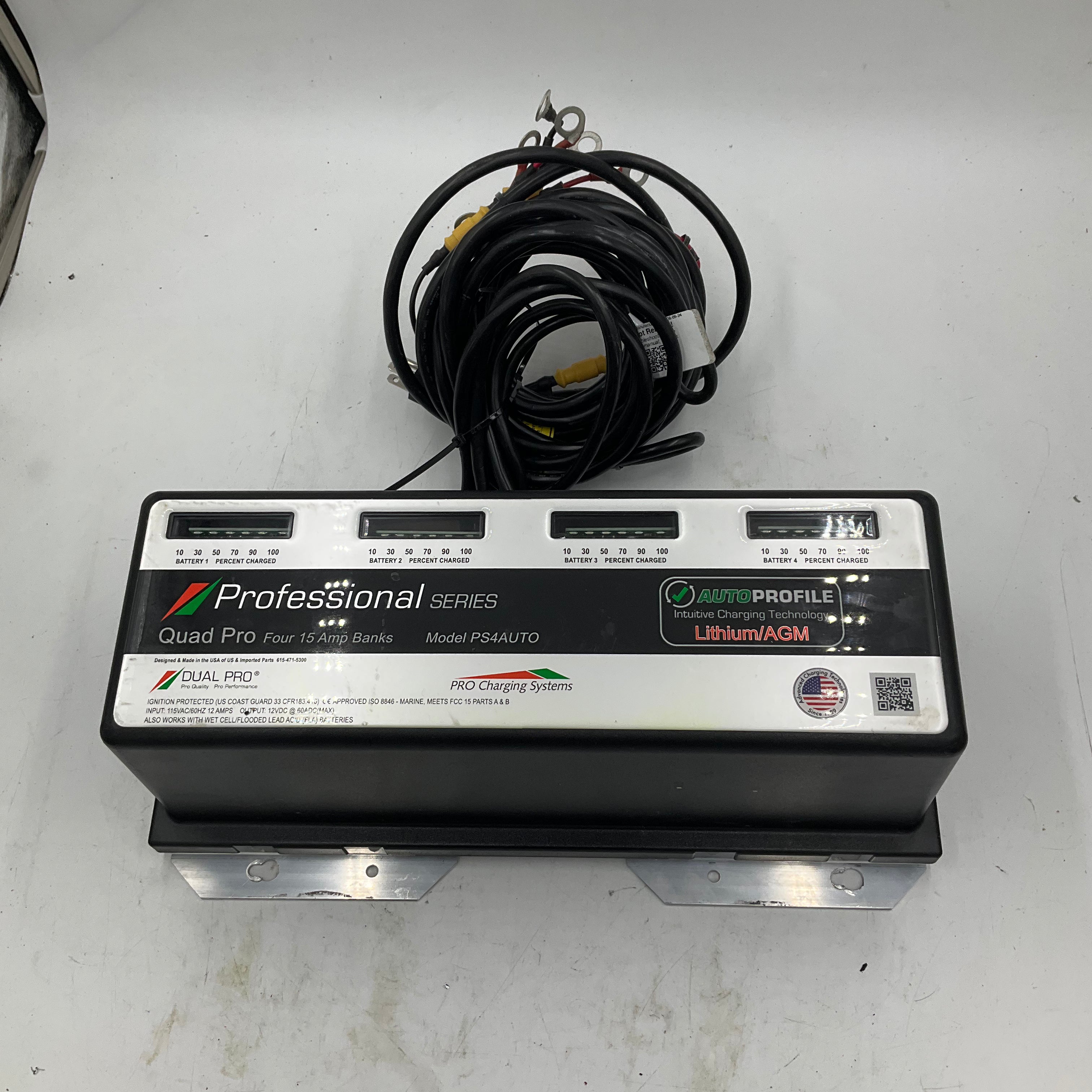 Dual Pro 4 Bank Marine Battery Charger - 12V/24V Smart Onboard Charging System for Boats, RVs & Watercraft - Perfect for Fishing, Yachting & Marine Adventures