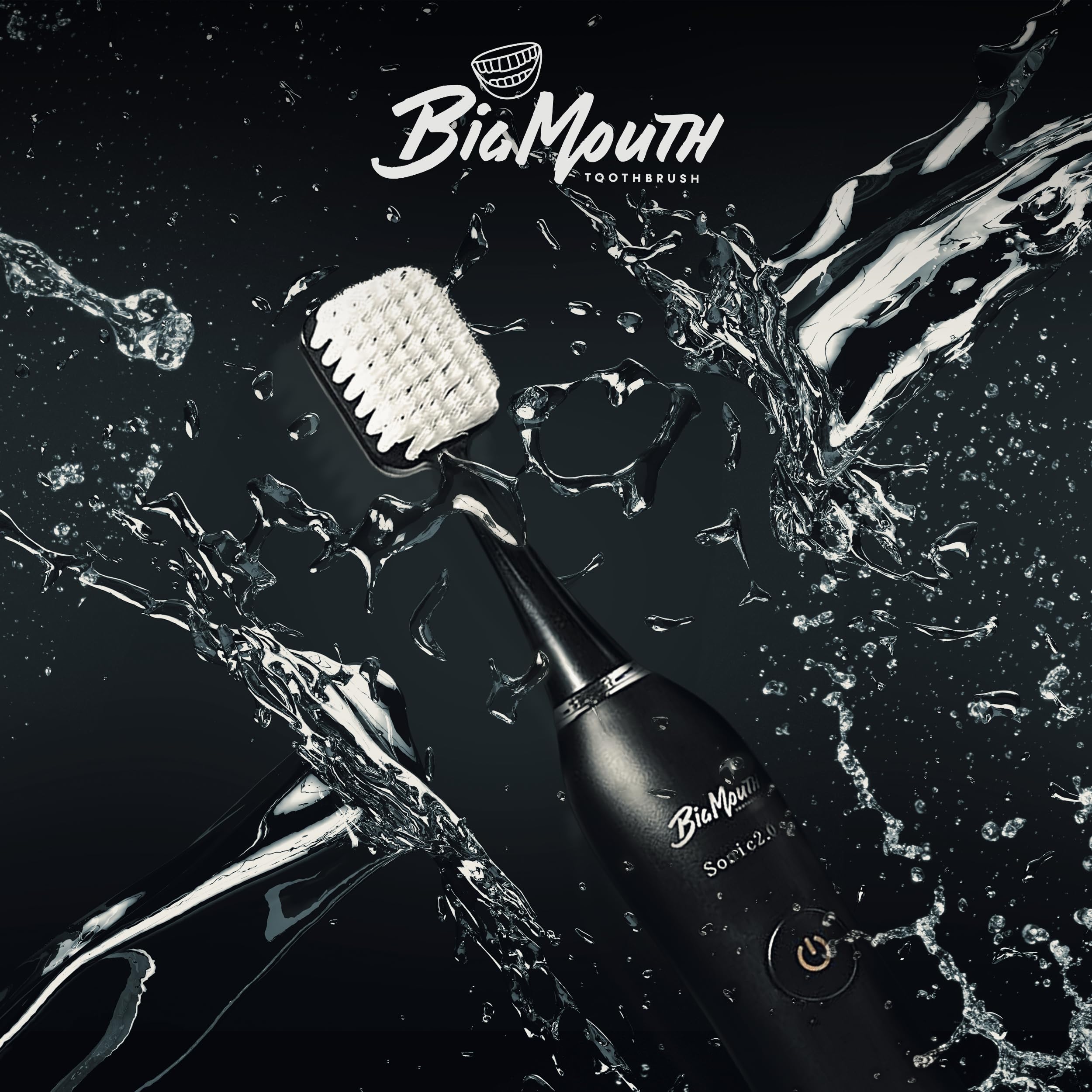 Big Mouth Electric Toothbrush 2.0 Sonic (Black) - Premium Quality Rechargeable Toothbrush for Adults with 4 Brush Heads | Deep Cleaning, Whitening & Gum Care | Perfect for Travel, Home & Office Use
