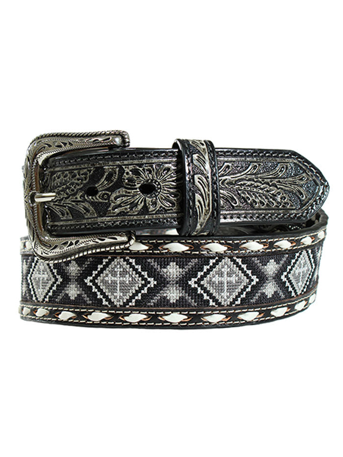 Nocona N210005501 Beaded Cross Belt Black - Stylish Western Belt for Women & Men - Perfect for Cowboy Boots, Jeans, and Western Outfits