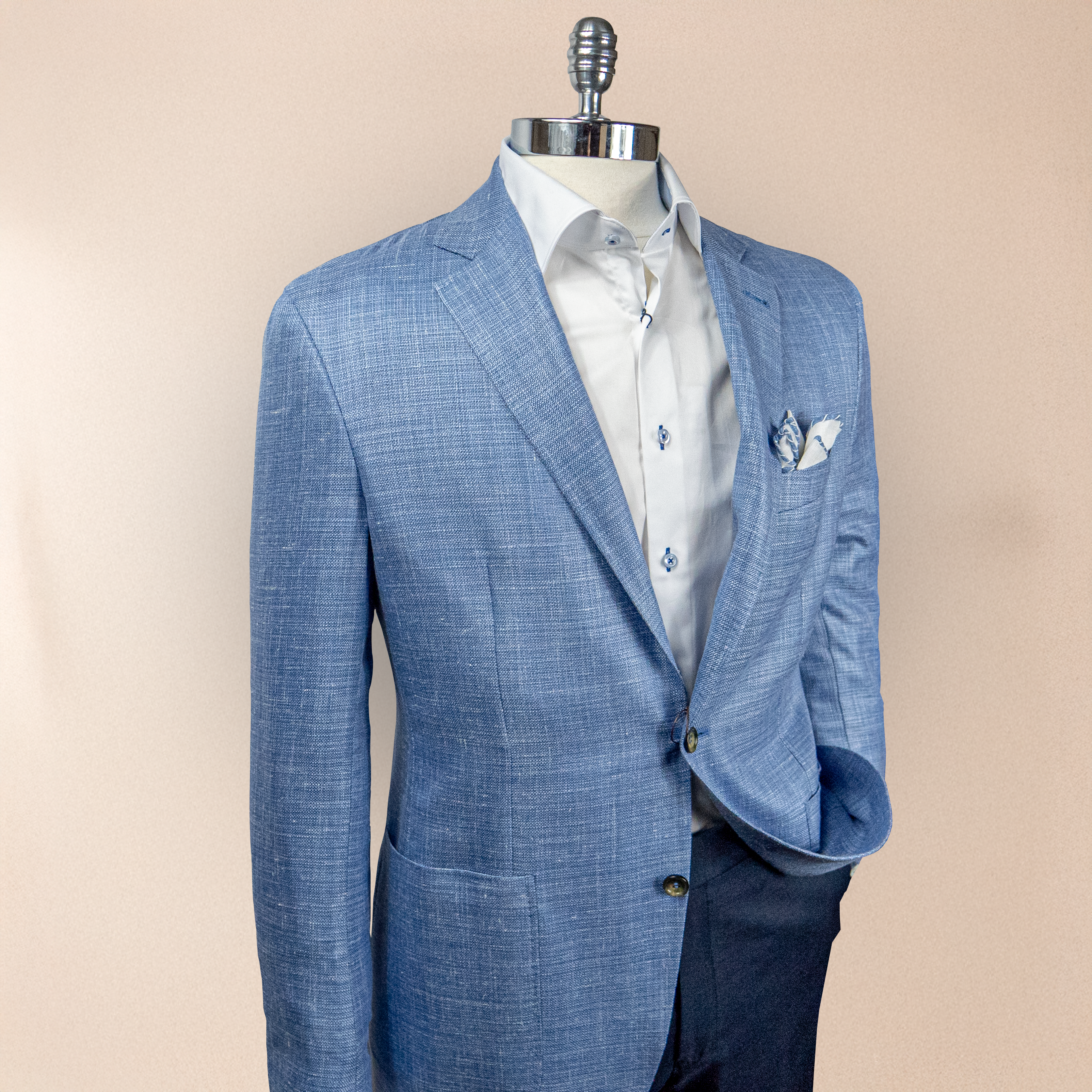 CANALI Blue Solid Kei Sport Coat for Men | Premium Italian Wool Blazer | Business, Office & Formal Events