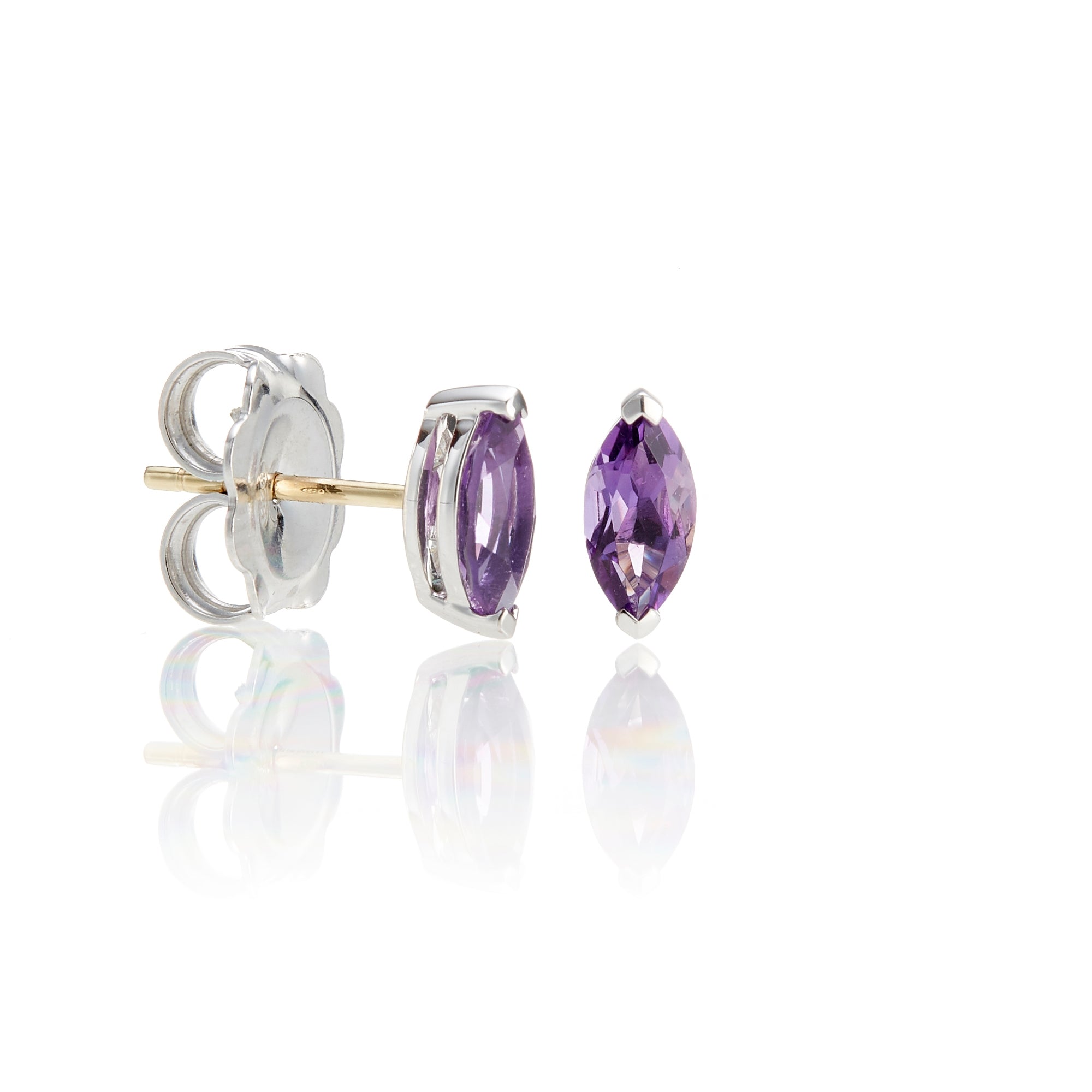 Amethyst Marquis Stud Earrings – Genuine Purple Gemstone Jewelry for Women | Perfect for Weddings, Parties & Everyday Elegance