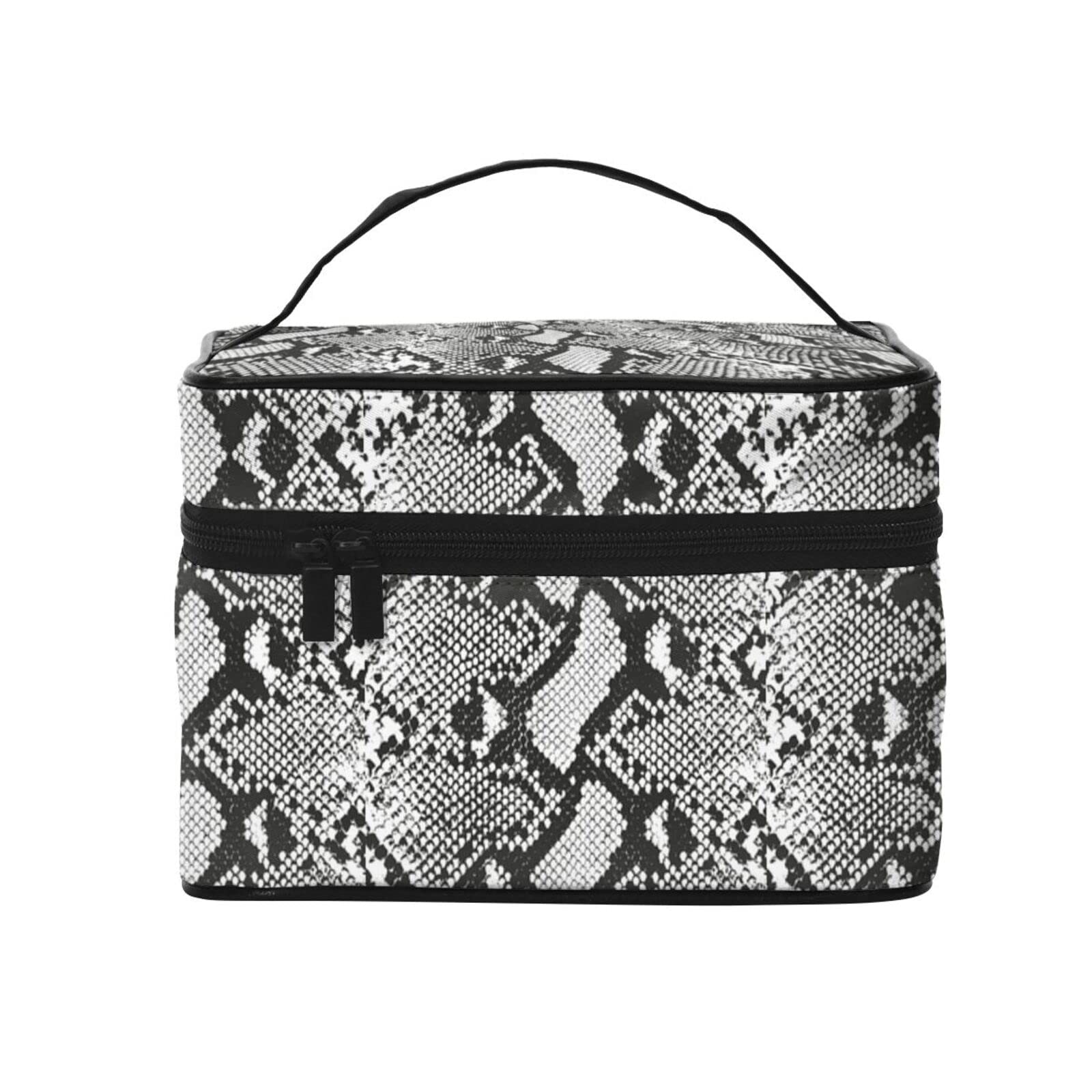 Travel Makeup Bag Large Toiletry Organizer - Snake Skin Cosmetic Case for Brushes & Essentials