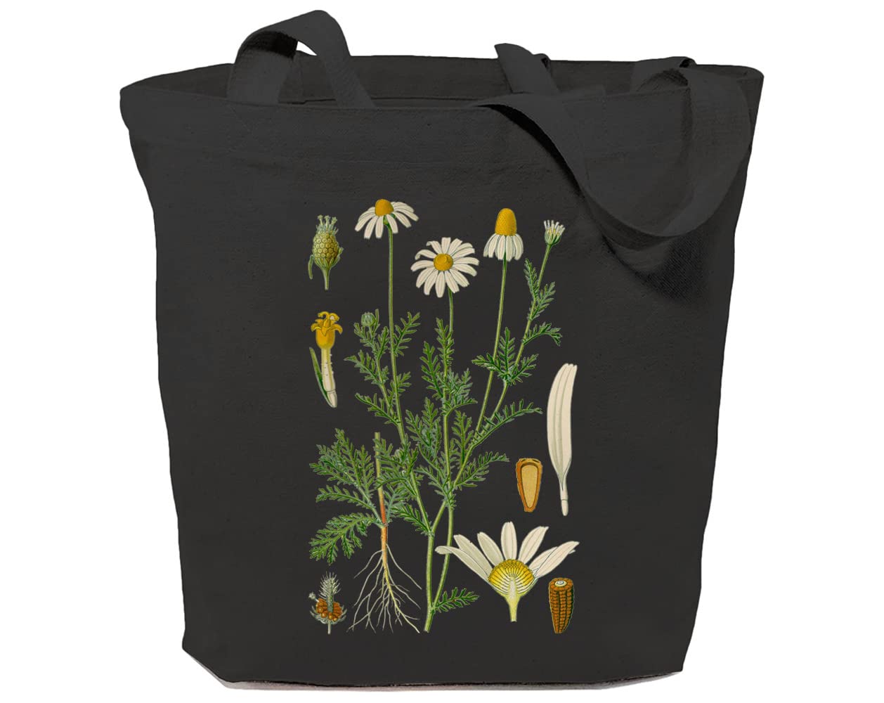 Vintage Chrysanthemum Canvas Tote Bag for Women - Shopping & Beach Day