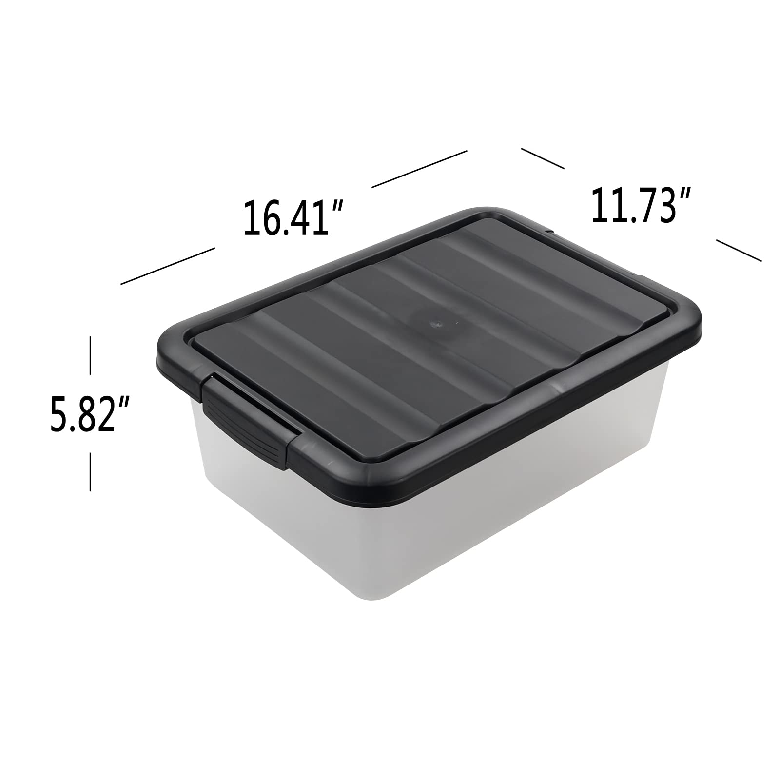 Clear Plastic Storage Box with Black Lid - 14 Liter (2-Pack) | Stackable Organizer for Home, Office & Garage Organization | Perfect for Closet, Pantry & Toy Storage