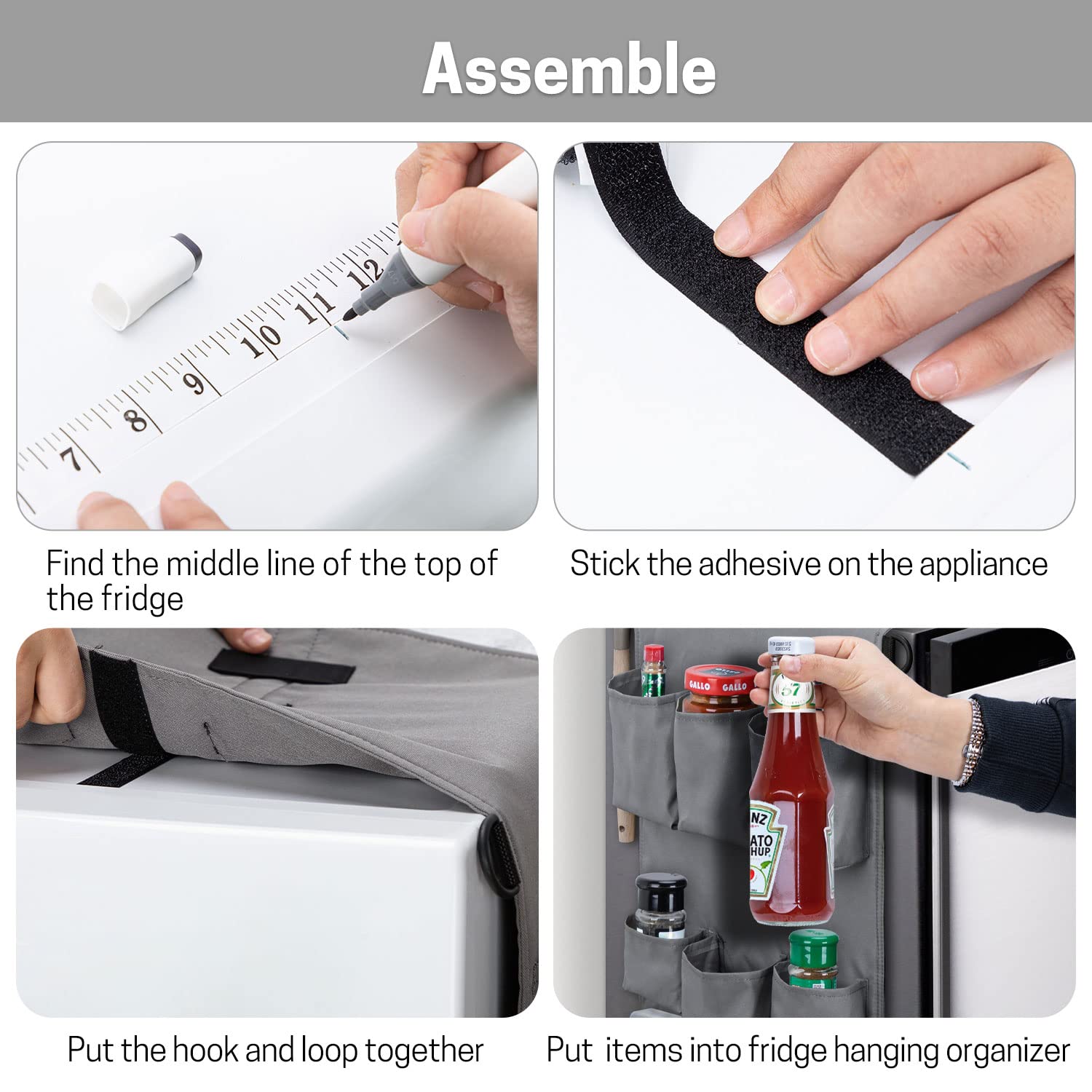 SWISSELITE Mini Fridge Caddy Organizer - 18-Pocket Over the Fridge Storage Solution, Waterproof Hanging Organizer for Dorm, Kitchen, Office & Home - Perfect for Storing Snacks, Condiments & Cleaning Supplies