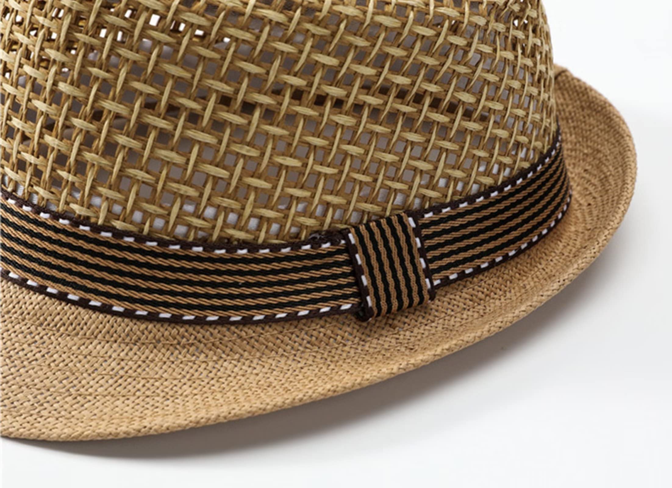 Men's & Women's Summer Fedora Sun Hat - 2 Pack Breathable Mesh Panama Trilby Hats for Beach, Outdoor & Travel | UV Protection Wide Brim Sun Hat for Vacation, Gardening, Pool Party