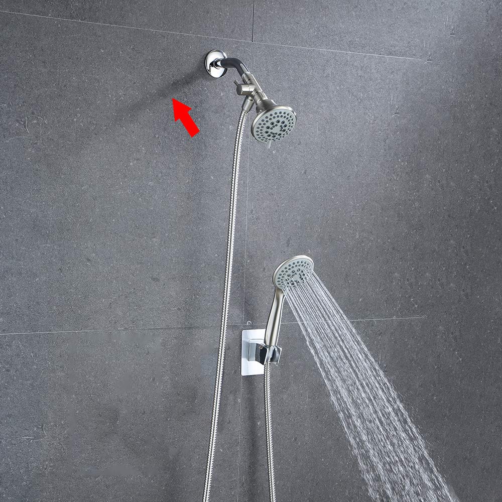 3-Way Shower Diverter Valve - Brushed Nickel Shower Head Adapter with Shut Off Function | Replacement Splitter for Shower Arm & Handheld Attachment | Perfect for Bathroom Renovation & Multi-Function Shower Systems
