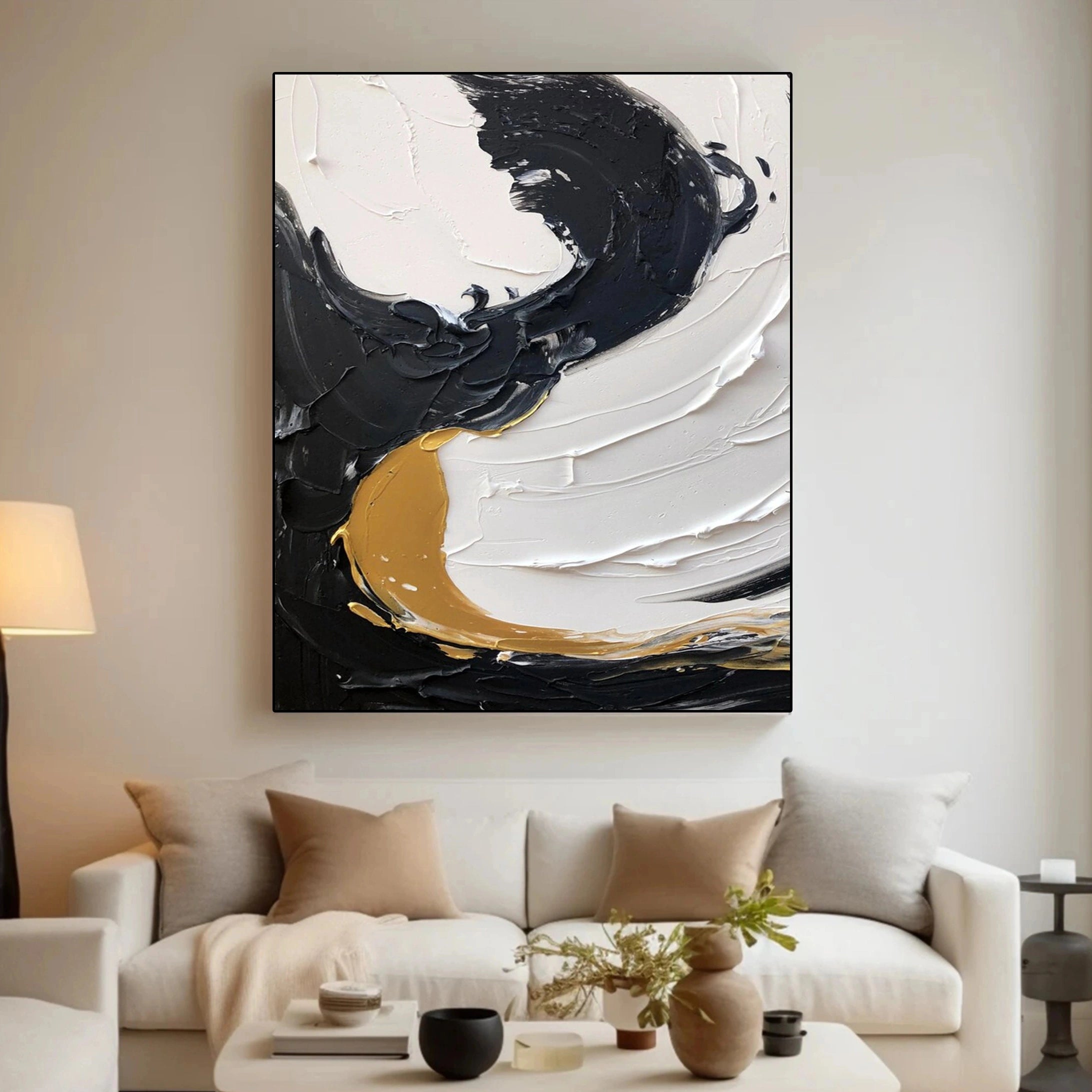 Black and White Textured Minimalist Wall Art Print #MZ069 - Modern Abstract Home Decor for Living Room, Bedroom & Office