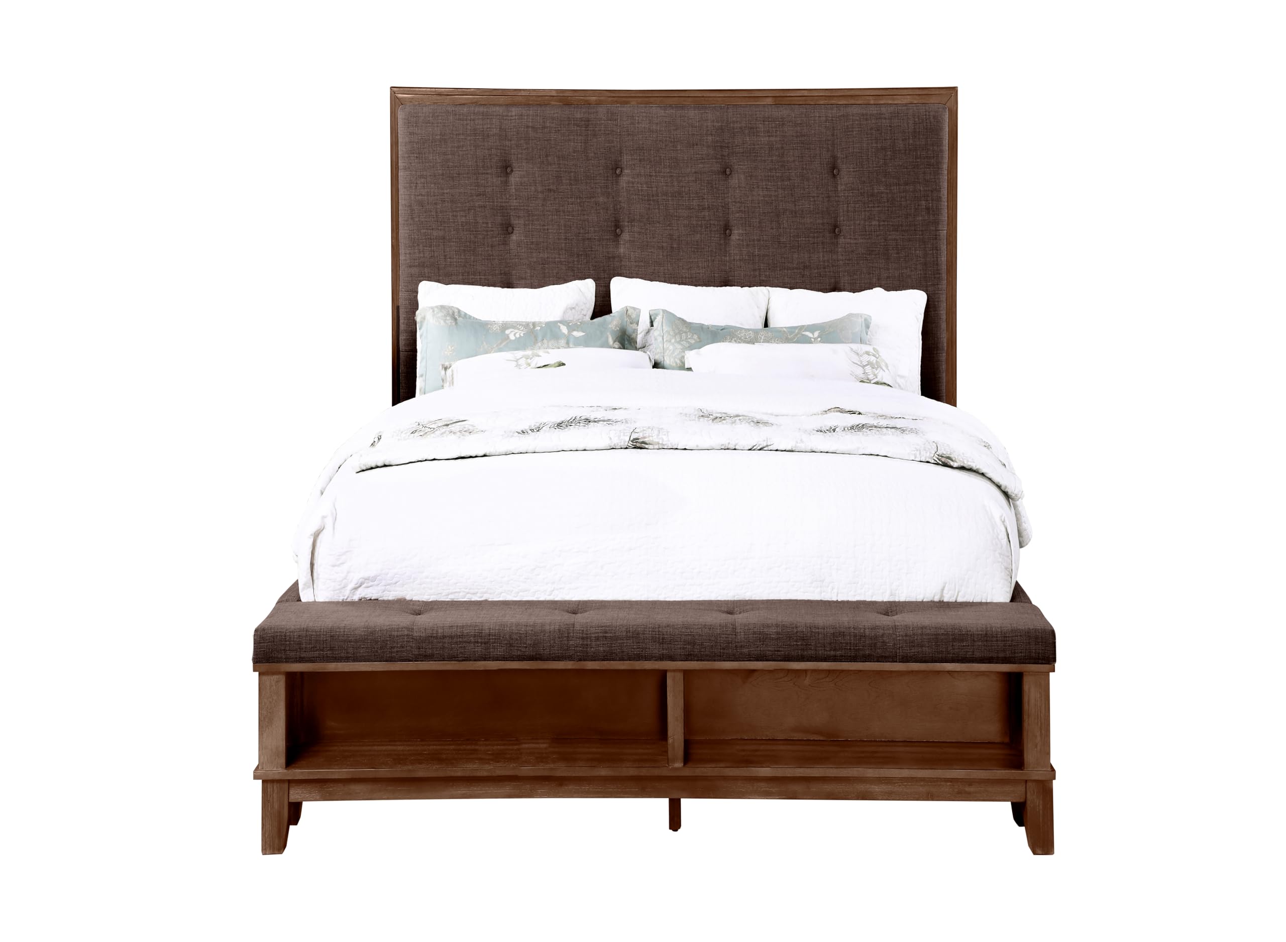 Classic Cagney Solid Wood Queen Size Bed Frame - Chestnut Finish for Bedroom, Guest Room & Home Decor