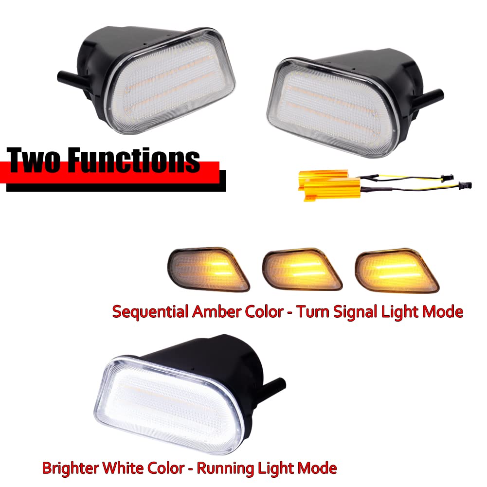 1998-2002 Pontiac Firebird Trans Am Clear Lens Switchback White/Amber LED Turn Signal Lights - DRL Corner Side Marker Parking Lamp Replacement for Enhanced Visibility & Style | Perfect for Night Driving & Car Customization