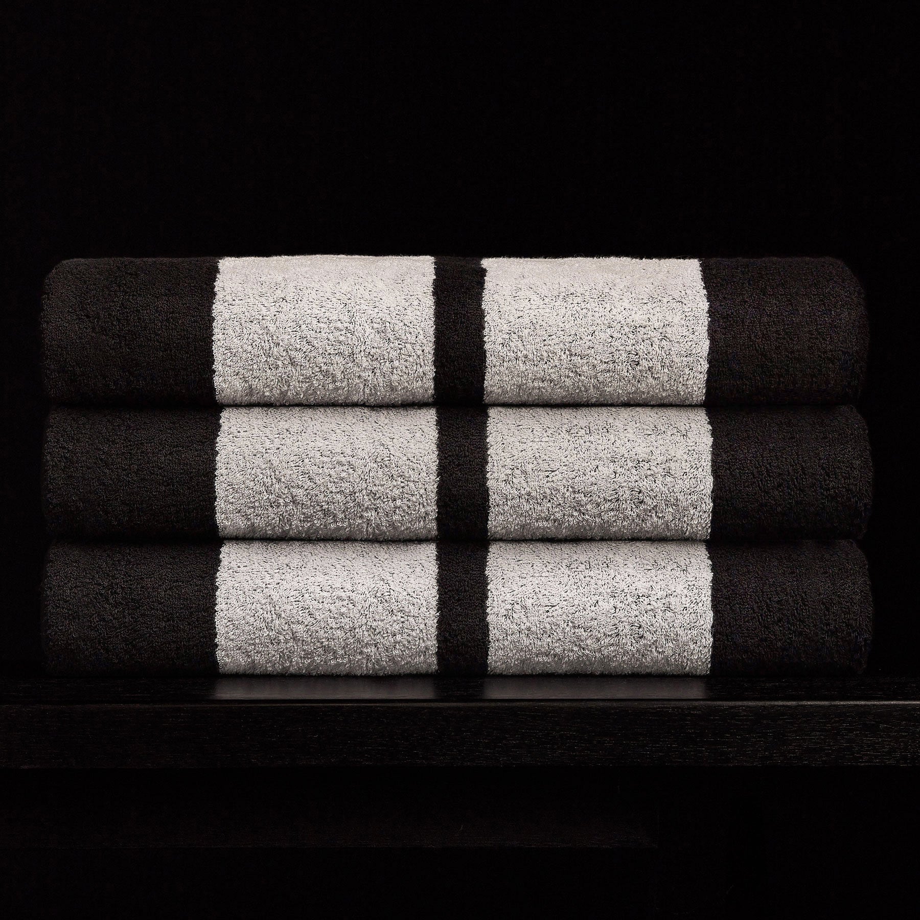 Premium Double Stripe Beach Towel - Soft & Absorbent, Black & White - Perfect for Pool, Beach, and Outdoor Activities