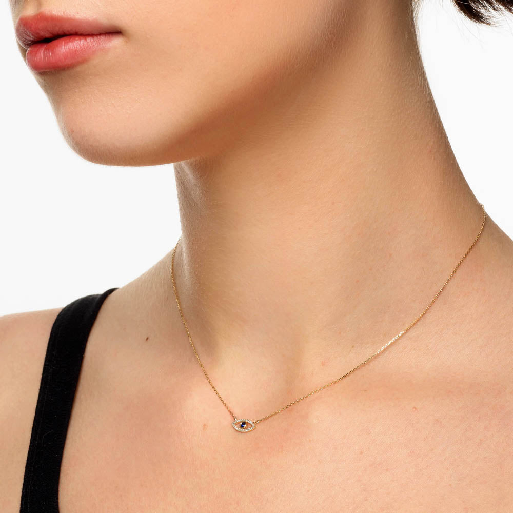 10k Gold Diamond Evil Eye Necklace for Women - Protection Jewelry Gift for Birthday, Anniversary & Everyday Wear