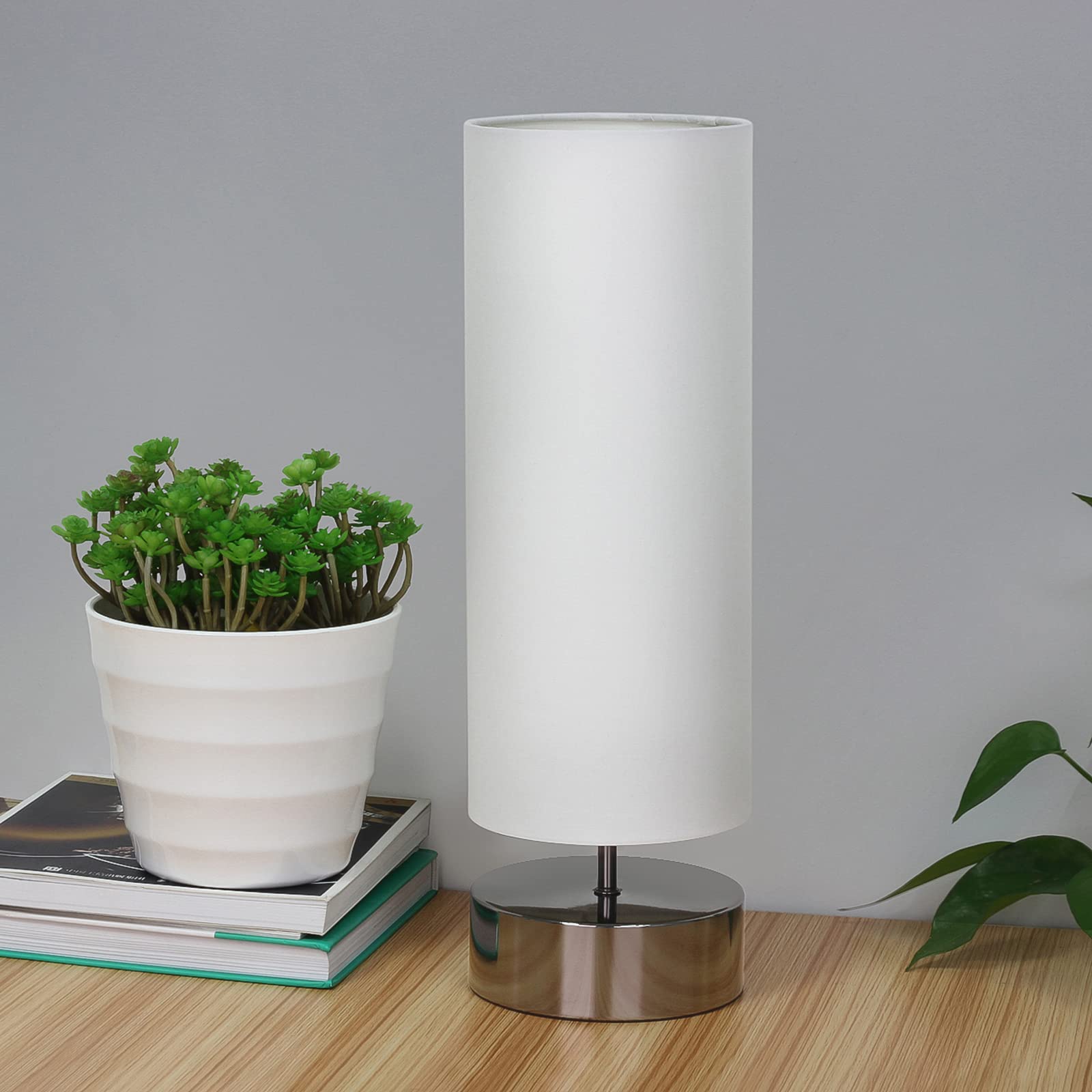 Modern Touch Control Table Lamp - Dimmable LED Bedside & Desk Lamp with Cylinder Shade, Night Light for Bedroom, Living Room, Kitchen | Perfect for Reading, Working & Relaxing