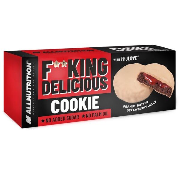 Allnutrition Fitking Delicious Peanut Butter & Strawberry Jelly Protein Cookie 128g - High Protein Snack for Weight Loss, Keto Diet & Post-Workout Recovery - Perfect for Gym, Office & On-the-Go Nutrition