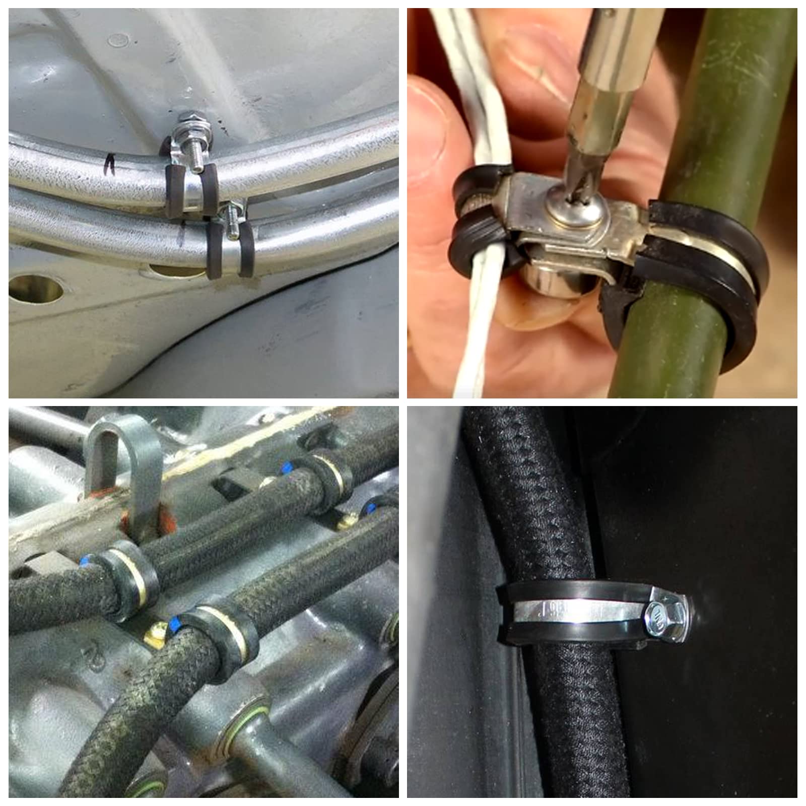 25 Pack 1/2 Inch Stainless Steel Cable Clamps - Heavy Duty Metal Pipe Clamps with Rubber Cushion for Secure Wire, Tube & Conduit Installation - Perfect for Electrical Wiring, Plumbing & Automotive Use