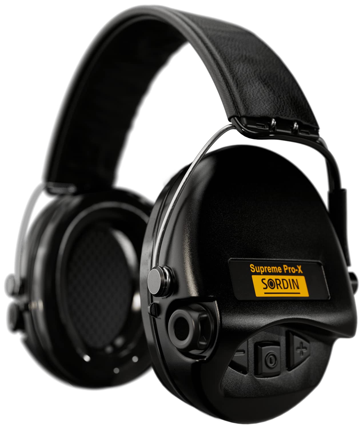 Sordin Supreme Pro-X Electronic Ear Muffs for Hunting & Shooting - Active Noise Reduction, Leather Headband & Gel Cushions - Perfect for Range Shooting, Hunting & Outdoor Sports