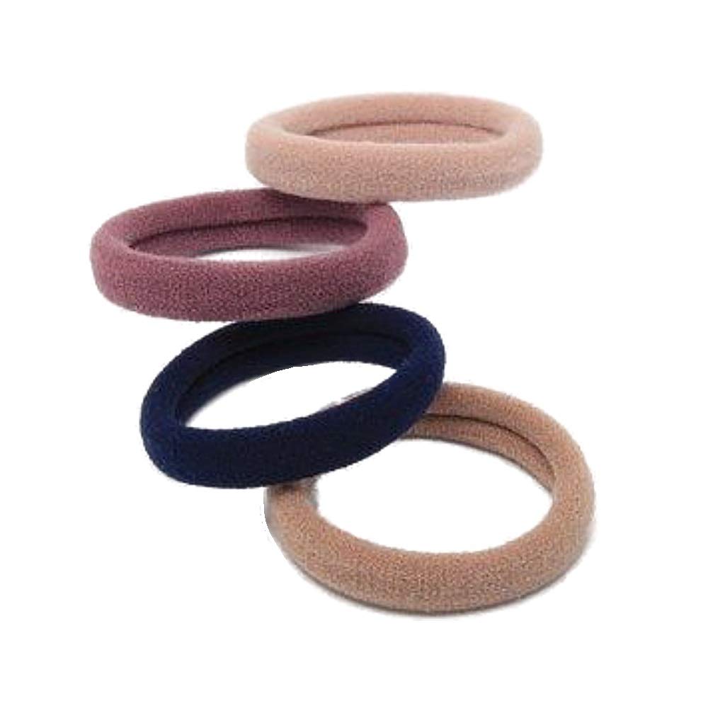 4-Pack Autumn Tone Soft Jersey Hair Elastics - Stretchable Hair Bands for Everyday Use, Workouts, and Casual Styling
