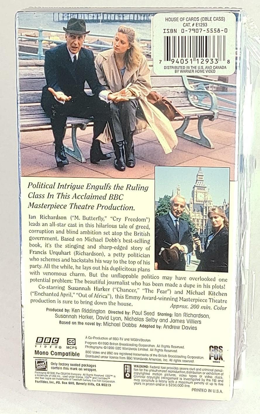 House of Cards Trilogy Volume 1 - Classic Political Drama VHS Tape | Perfect for Collectors & 90s Nostalgia Fans | Great for Movie Nights & Gift Giving
