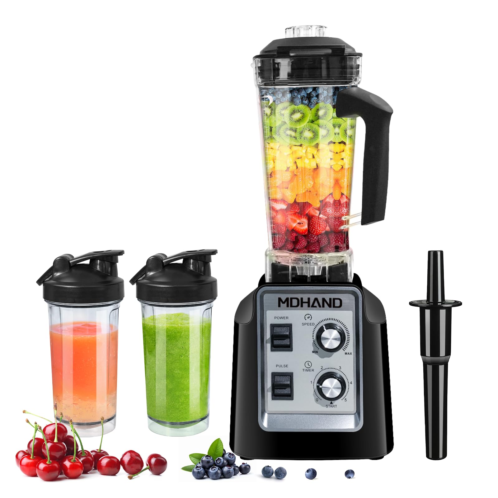 1400W High-Speed Blender - Crush Ice in 5 Seconds, Self-Cleaning, BPA-Free 68oz Jar with 2 Travel Cups | Professional Kitchen Blender for Smoothies, Protein Shakes, Nut Butters & Soups | Perfect for Home, Gym & Healthy Lifestyle (Black)