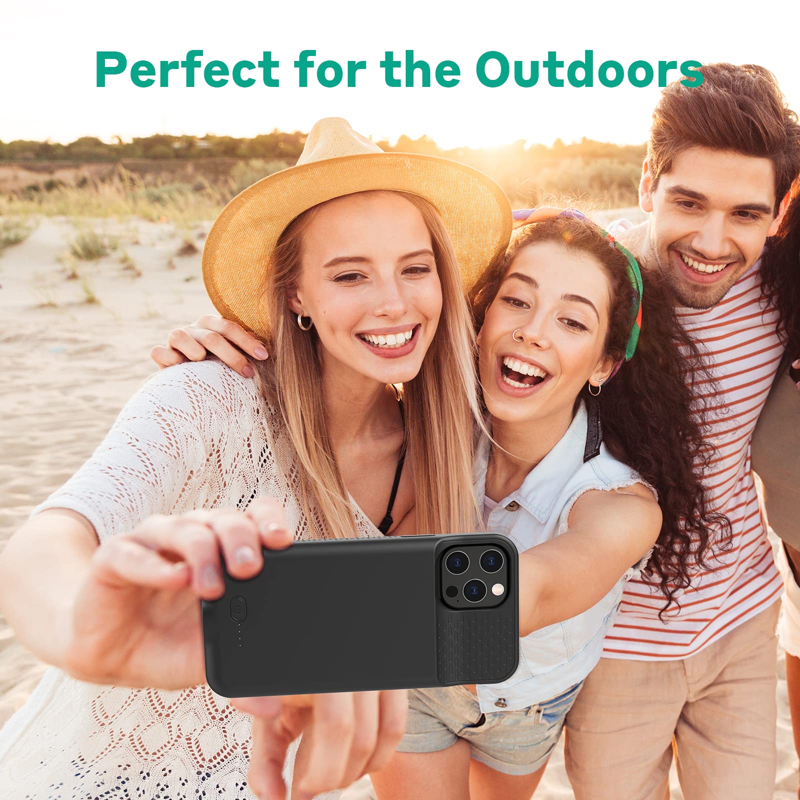 7000mAh Ultra-Slim Battery Case for iPhone 12 Pro Max (6.7 inch) - Rechargeable Extended Charger Cover with Screen Protector & Cable - Perfect for Travel, Work & Outdoor Activities - Black