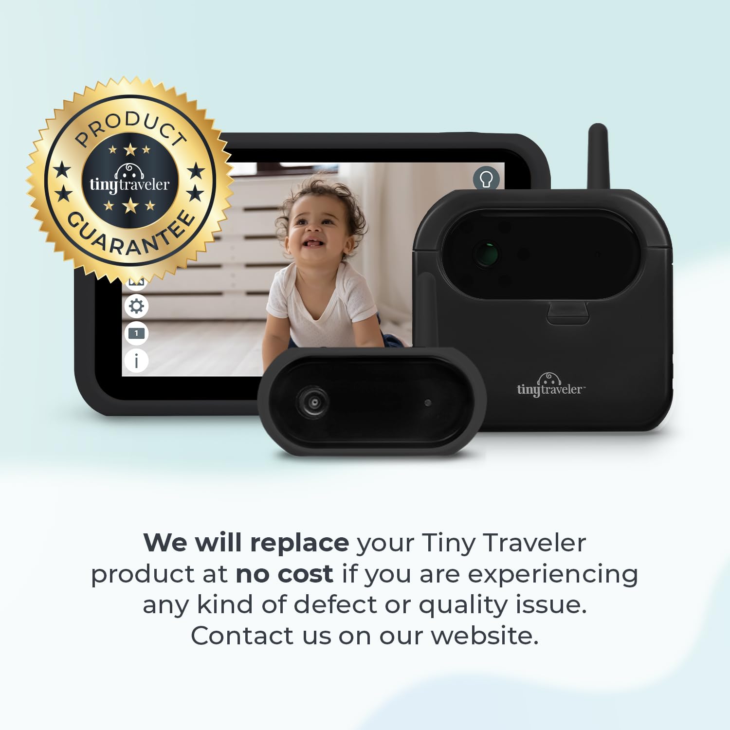 Tiny Traveler AI Smart Wireless Baby Car Monitor with Cry/Laugh/Stand Detection & Virtual Fence - 1000ft Long Range, Night Vision, Lullabies & Night Light for Safe Baby Monitoring in Cars, Strollers & Travel | Perfect for Road Trips & Family Outings