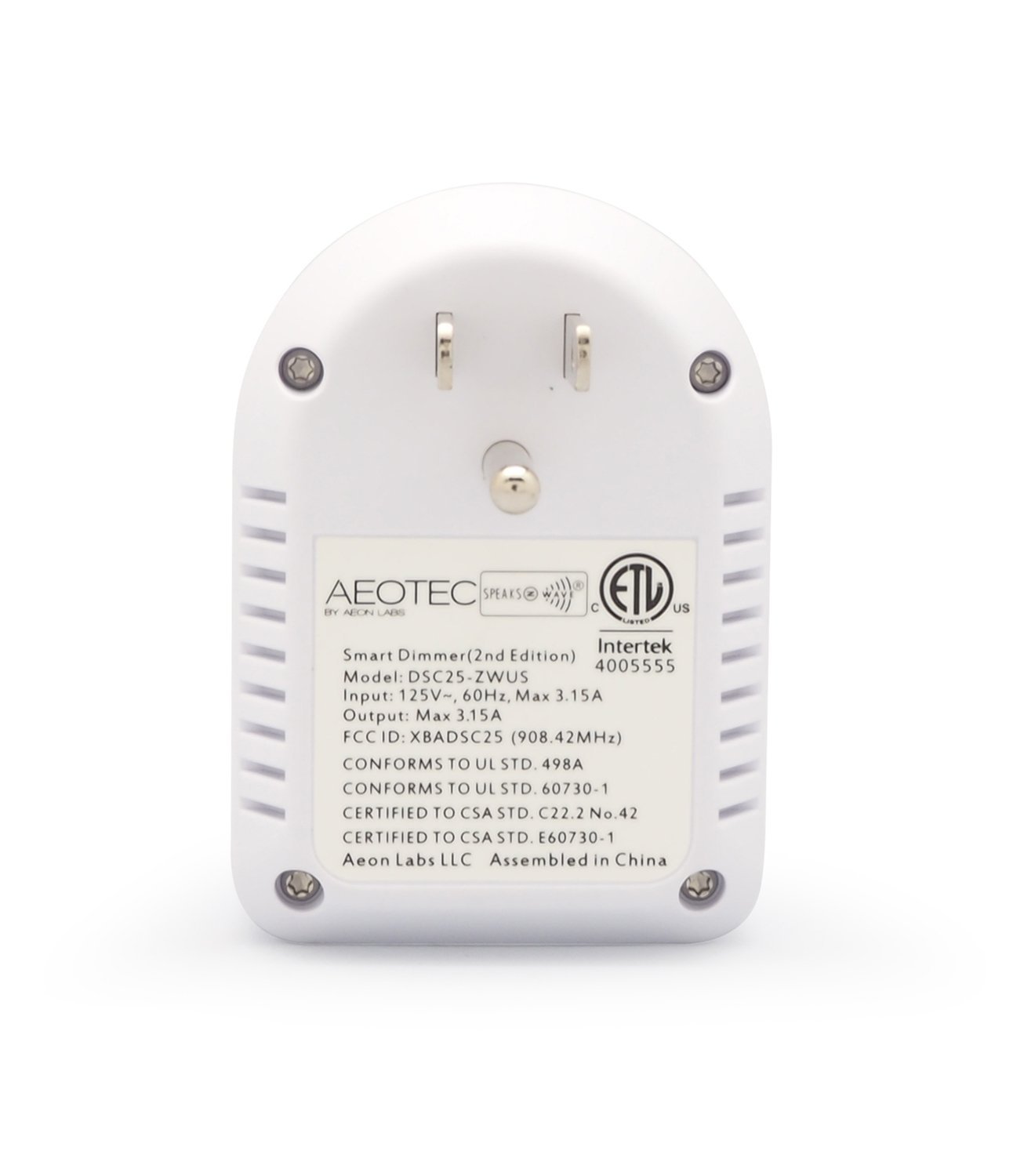 Aeotec Smart Dimmer 2E - Z-Wave Plug-in Dimmable Light Switch for Lamps & Fixtures | Smart Home Automation & Lighting Control for Bedroom, Living Room & Office