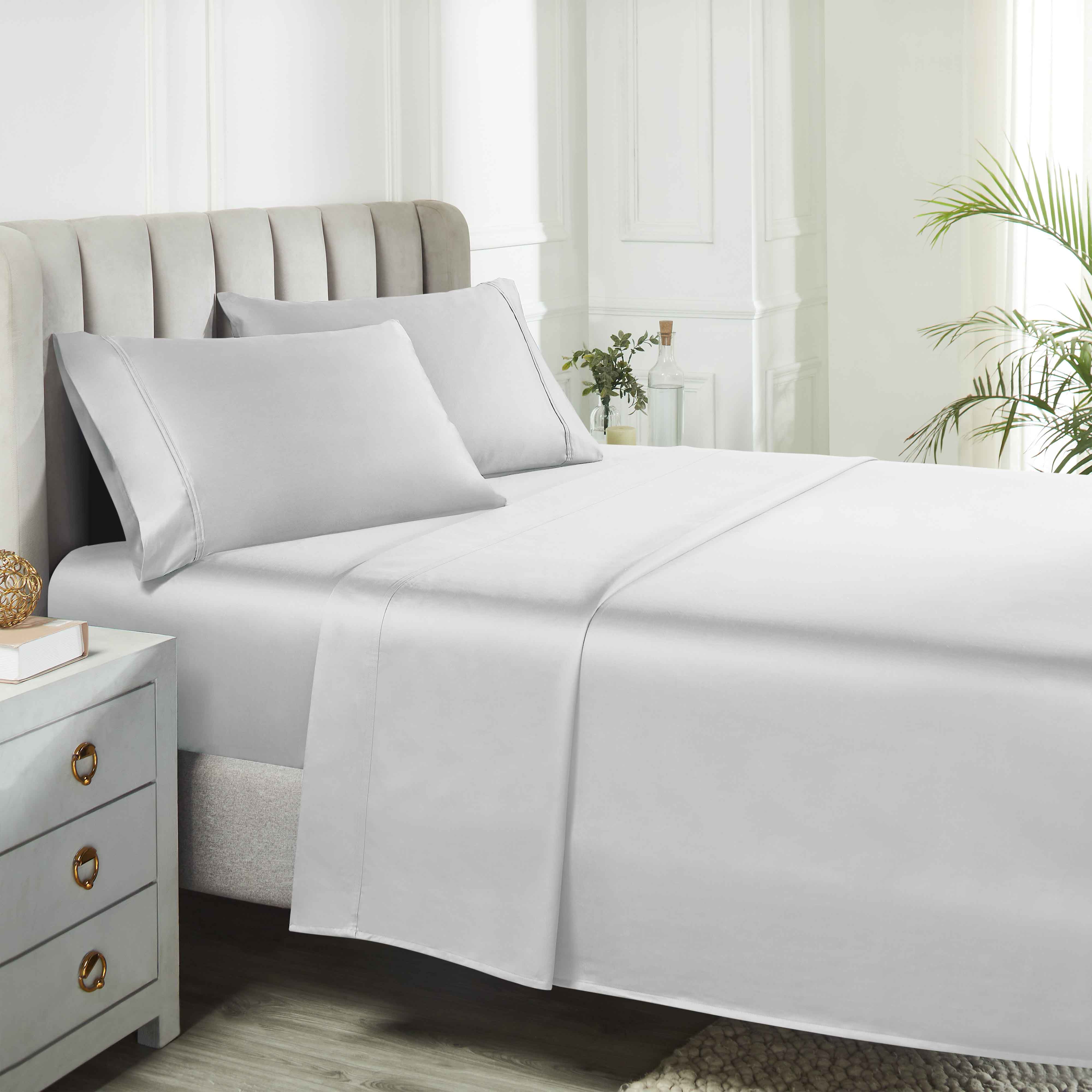 Premium 850 Thread Count 100% Cotton Solid Color Bed Sheet Set - Ultra Soft & Breathable for Comfortable Sleep - Perfect for Master Bedroom, Guest Room & Luxury Hotels
