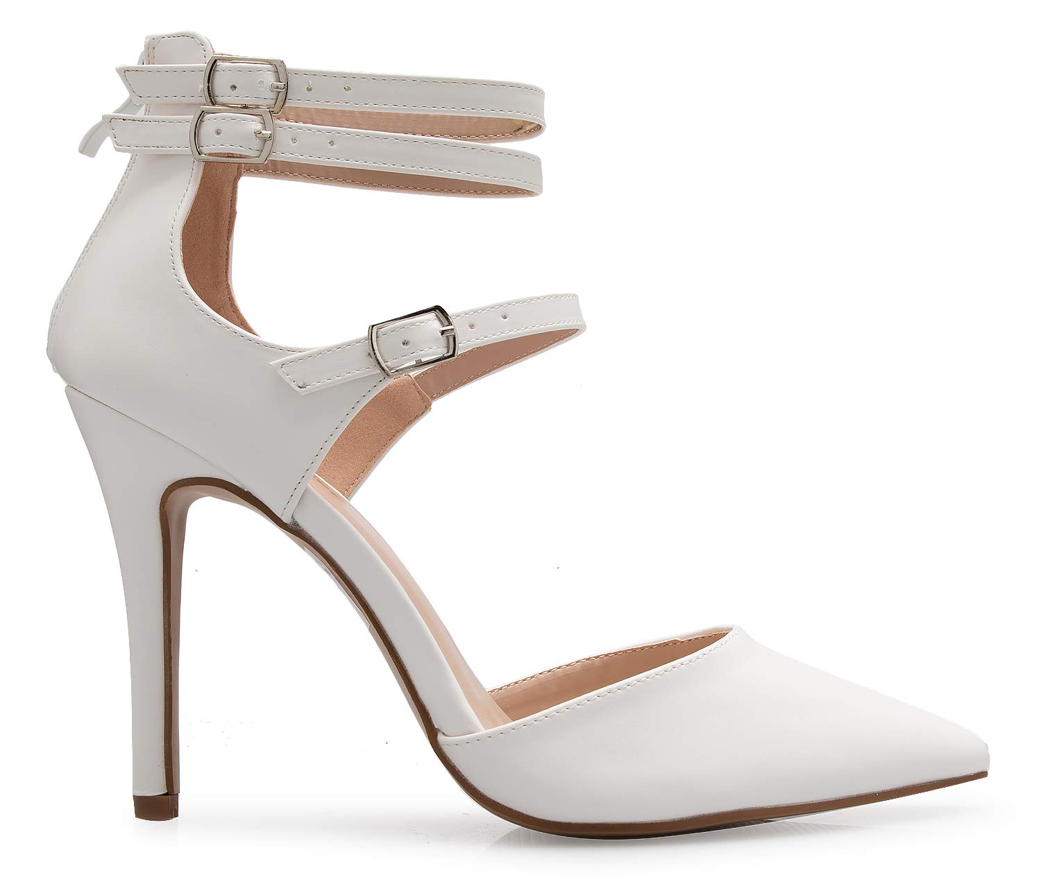Sexy Women's Ankle Strap Pointy Toe D'Orsay Stiletto Mid Heel Pumps - Perfect for Evening Parties, Date Nights & Office Wear
