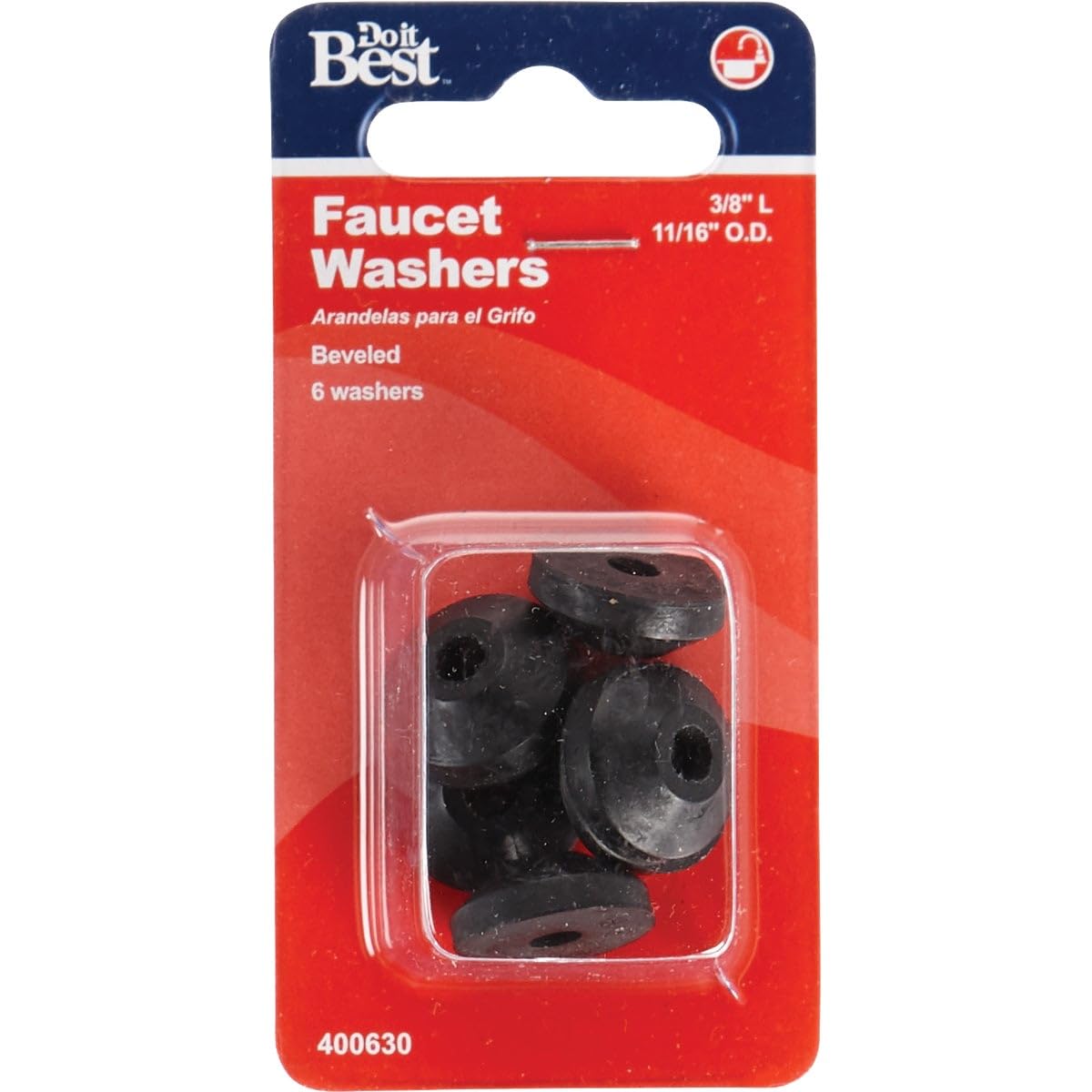 Do it Beveled Faucet Washer - 10 Pack, Brass Plumbing Repair Kit for Leaky Faucets - Perfect for Kitchen Sink, Bathroom, and Outdoor Spigot Repairs