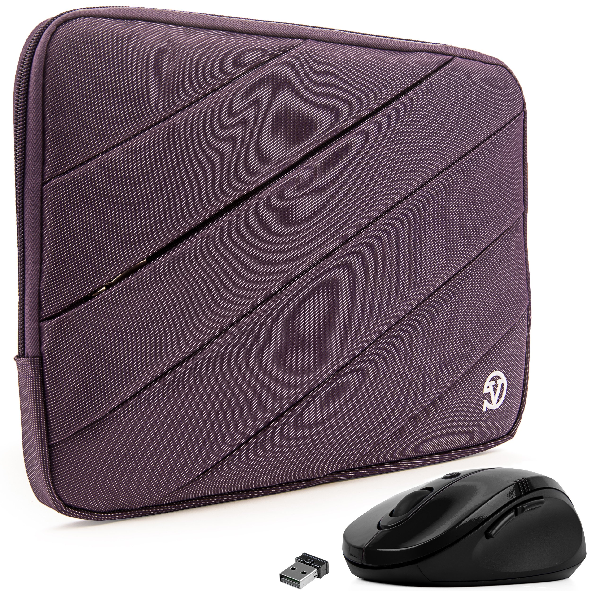 VanGoddy Plum Purple Shockproof Nylon Laptop Sleeve with Wireless Mouse - Compatible with Xiaomi Mi Book Air 12.5