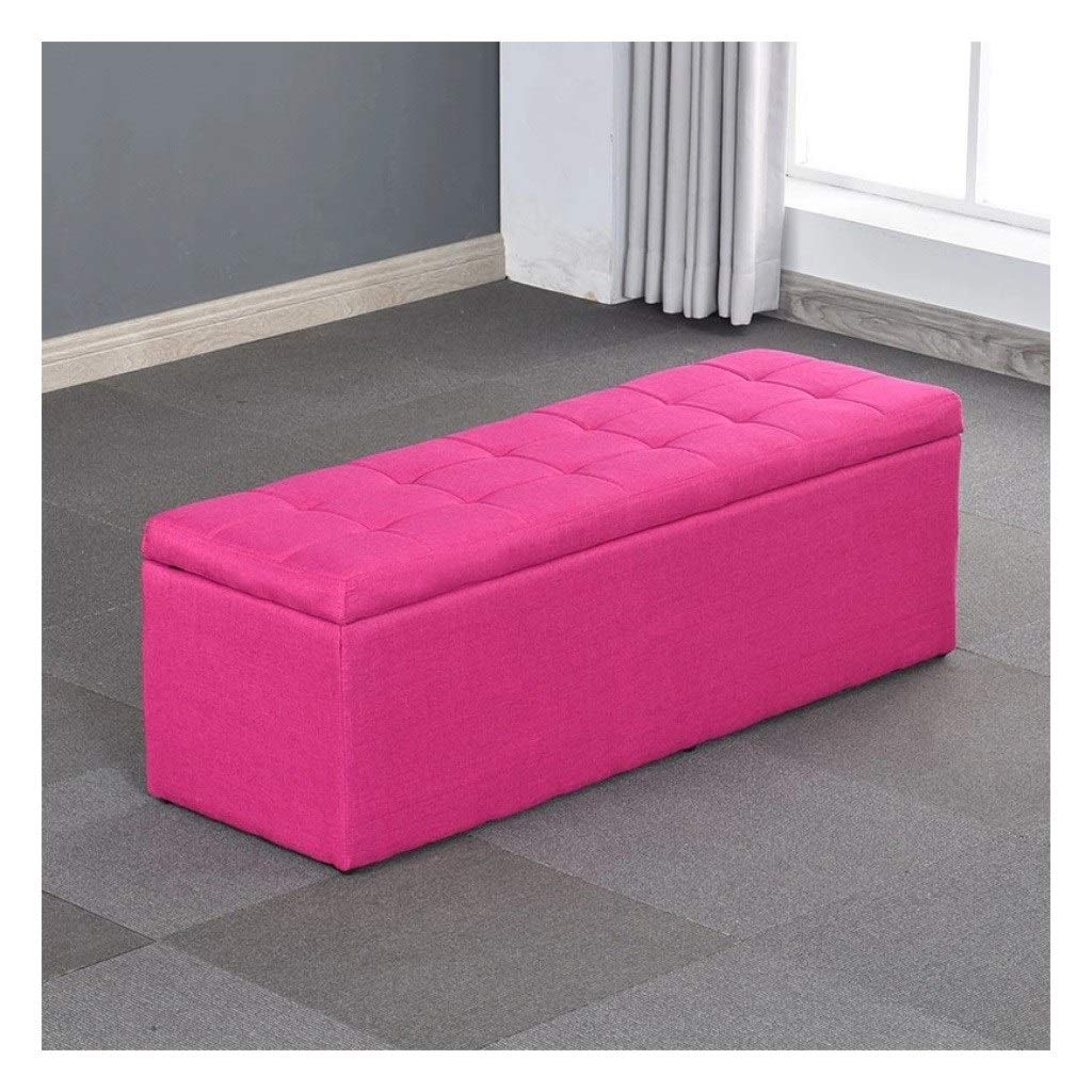 RKRLJX Multifunctional Storage Stool - Solid Wood Ottoman Bench with Lid, Square Shoe Storage Box Chair (60x40x40cm, Pink) | Perfect for Living Room, Bedroom & Entryway Organization
