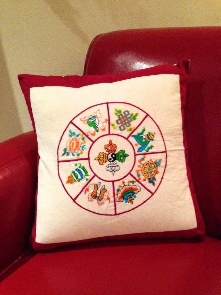 8 Auspicious Pillow - Lucky Decorative Throw Pillow for Home, Bedroom, Sofa | Feng Shui Cushion for Good Fortune & Positive Energy | Perfect for Living Room Decor, Meditation Space & Gift Giving