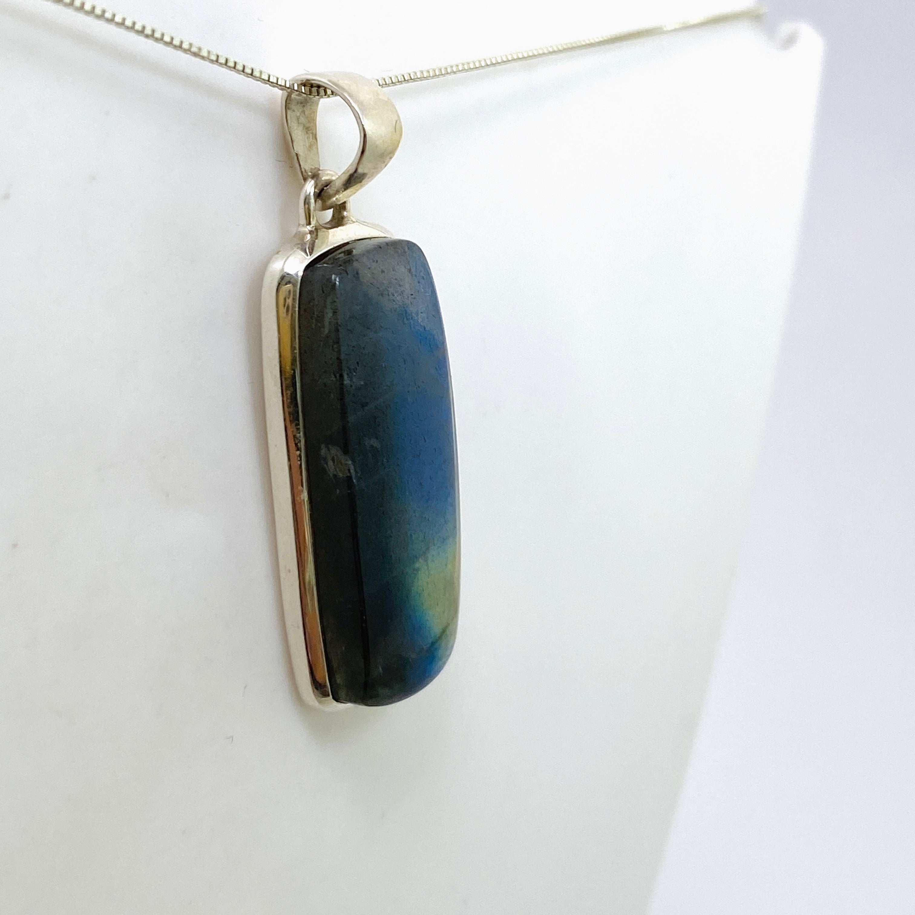 Natural Labradorite Rectangular Cabochon Pendant - Premium Gemstone Jewelry for Women (PPGJ1056) | Healing Crystal Necklace for Meditation, Energy Work & Spiritual Protection