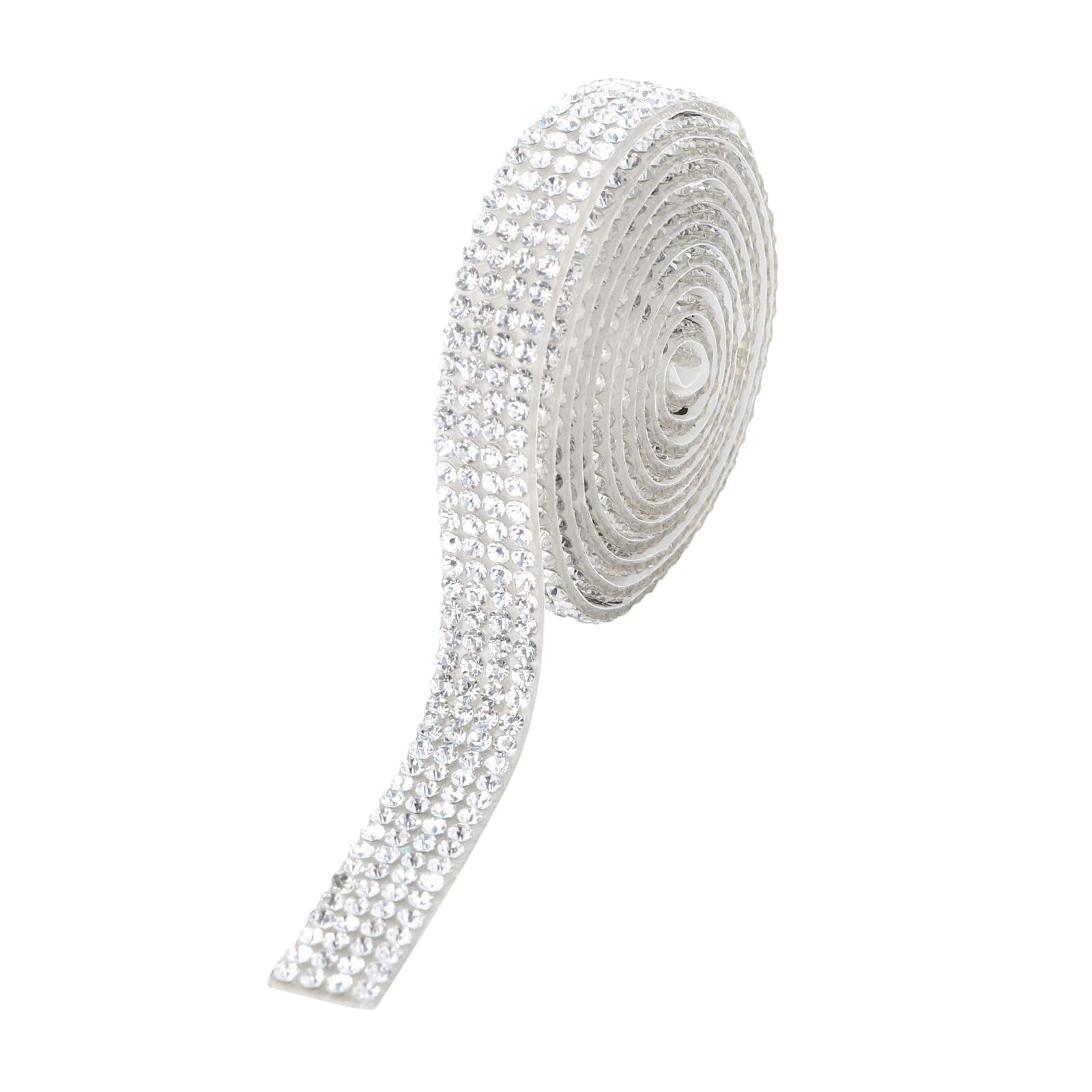 Self-Adhesive Crystal Rhinestone Ribbon - Resin Diamond Glitter Sticker Roll for DIY Wall Decor, Shelves, Crafts, Fashion Accessories (White, One Size) - Perfect for Home Decoration, Wedding, Party & Gift Wrapping