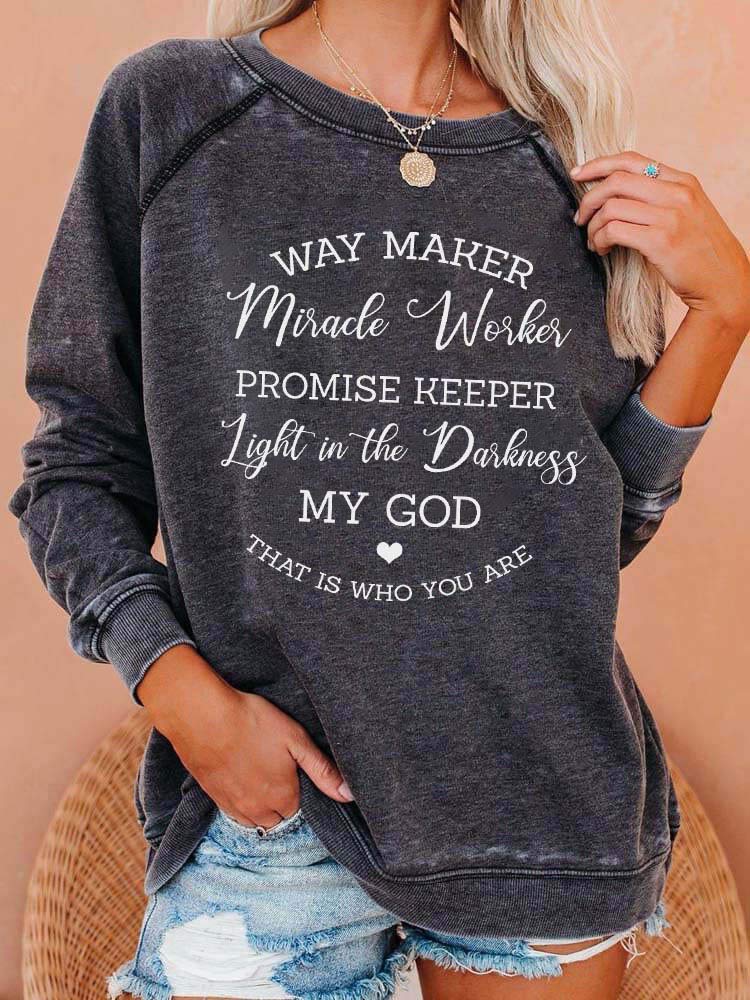 Way Maker Miracle Worker Promise Keeper Christian Worship Sweatshirt - Inspirational Bible Verse Hoodie for Church, Prayer & Faith-Based Events