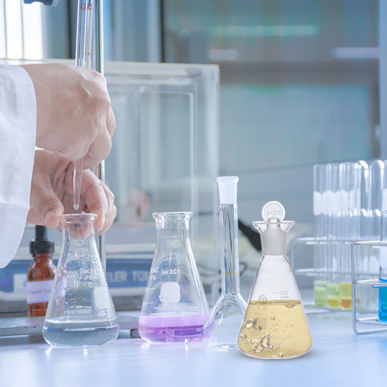 1pc Flask Laboratory Supplies - High-Quality Glassware for Chemistry Experiments, Science Labs & Research - Perfect for Mixing, Heating & Measuring Liquids