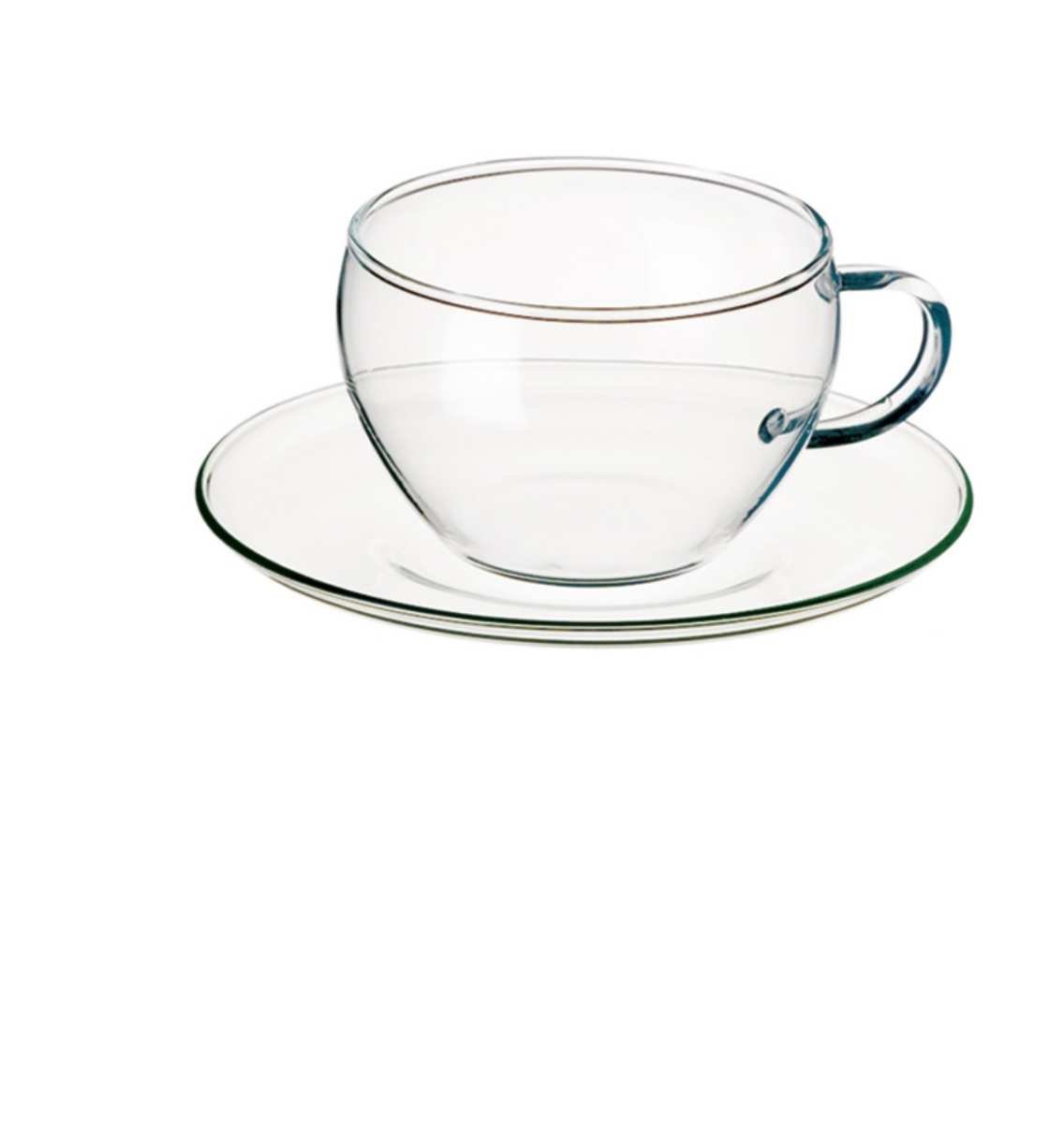 Simax Glassware Eva Tea Cups with Saucer - 8.25-Oz Set of 4, Borosilicate Glass Coffee Cups for Hot & Cold Beverages - Perfect for Afternoon Tea, Coffee Break or Elegant Dessert Serving