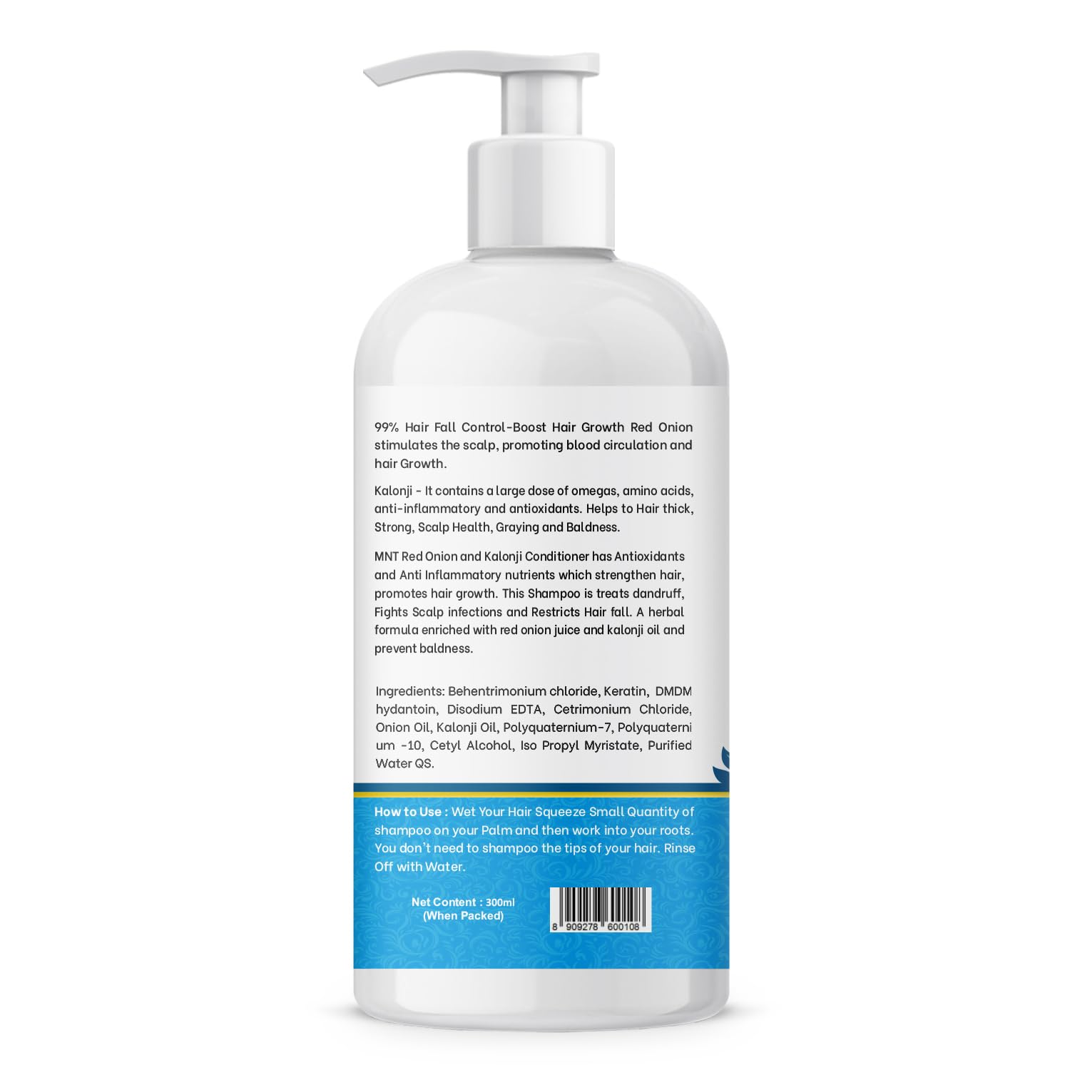 Red Onion & Kalonji Hair Conditioner for Smooth Silky Hair - Promotes Hair Growth & Reduces Hair Fall - 300ml | Perfect for Daily Hair Care & Damaged Hair Repair