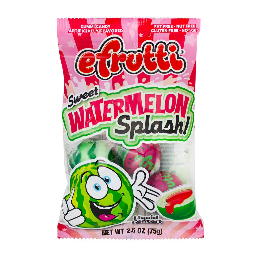 Efrutti Gummy Watermelon Splash Candy - 2.6oz Resealable Bag - Sweet & Juicy Watermelon Flavored Chewy Treats - Perfect for Parties, Snacking & Lunch Boxes