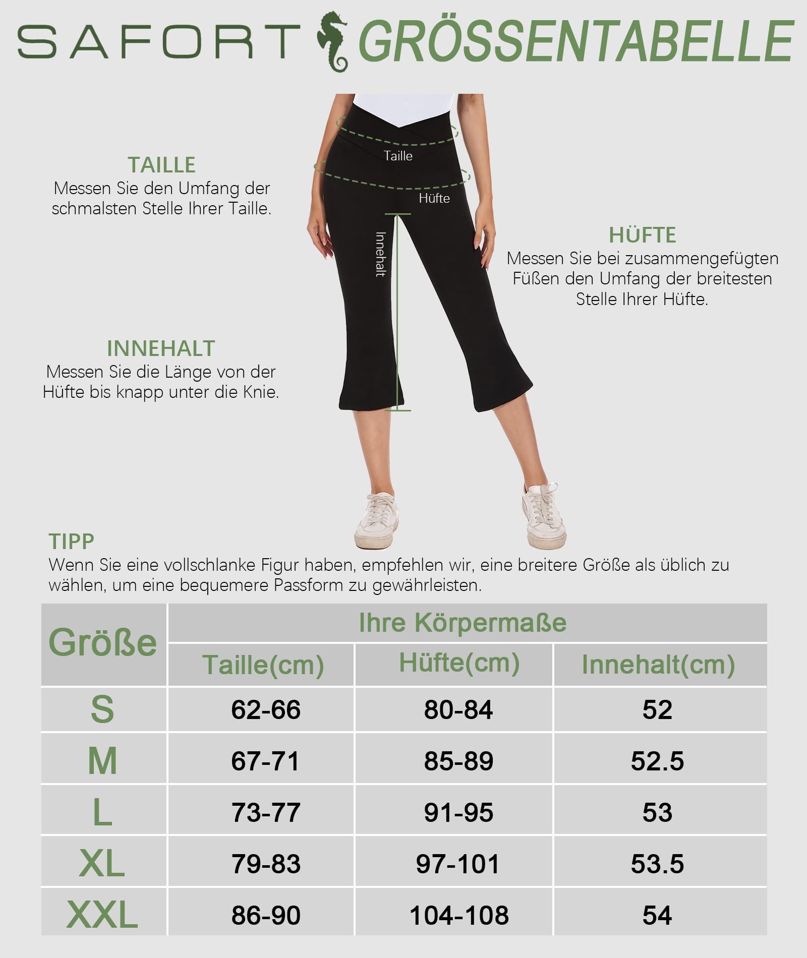 SAFORT Women's Summer Capri Yoga Pants - 3/4 Length Bootcut V-Waist Lightweight 7/8 Sports Trousers for Yoga, Running, Gym & Casual Wear