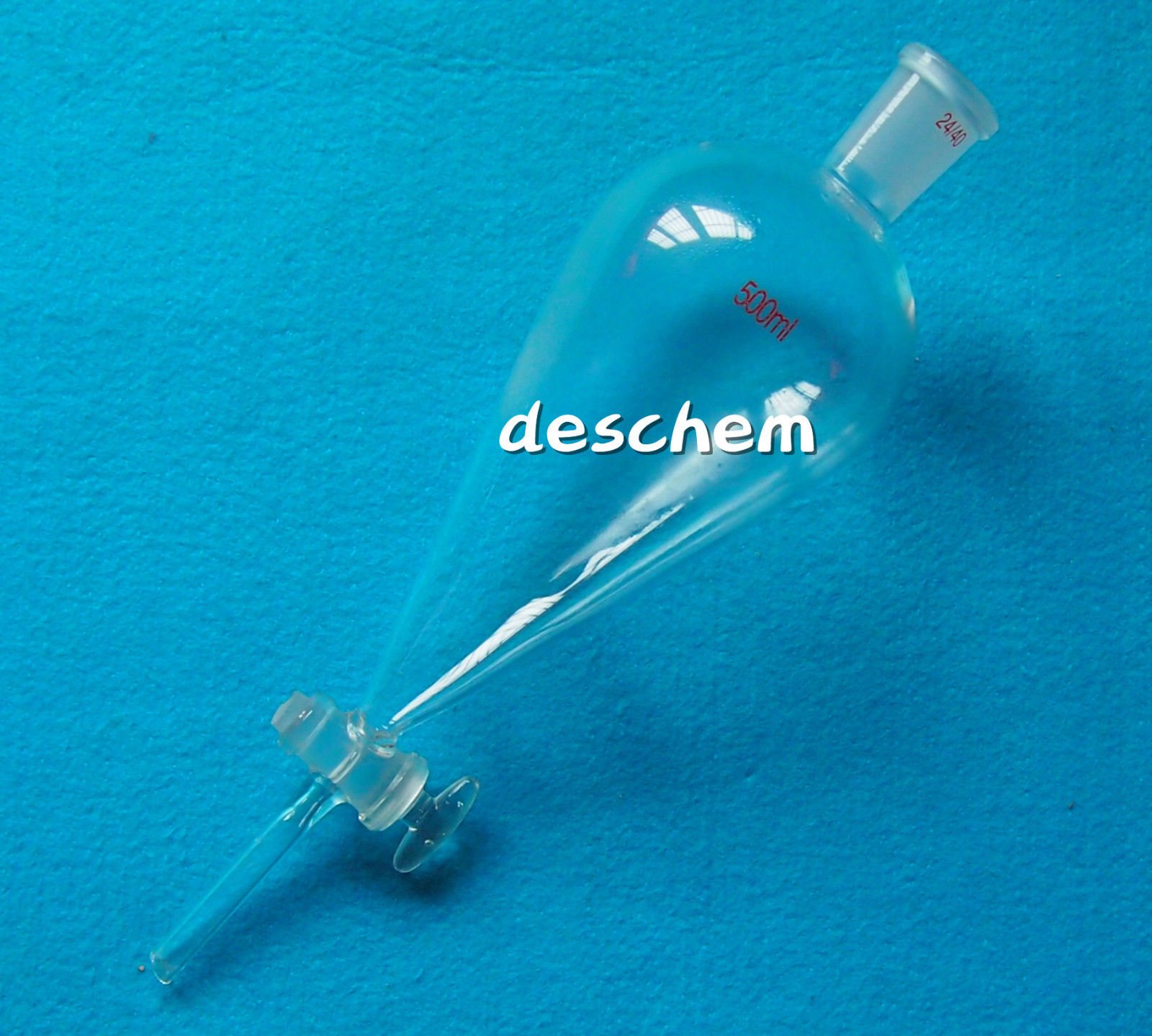 500ml 24/40 Glass Pyriform Separatory Funnel with Straight Drop Tube & Glass Stopcock - Ideal for Chemistry Labs, Essential Oil Extraction & Liquid Separation Experiments